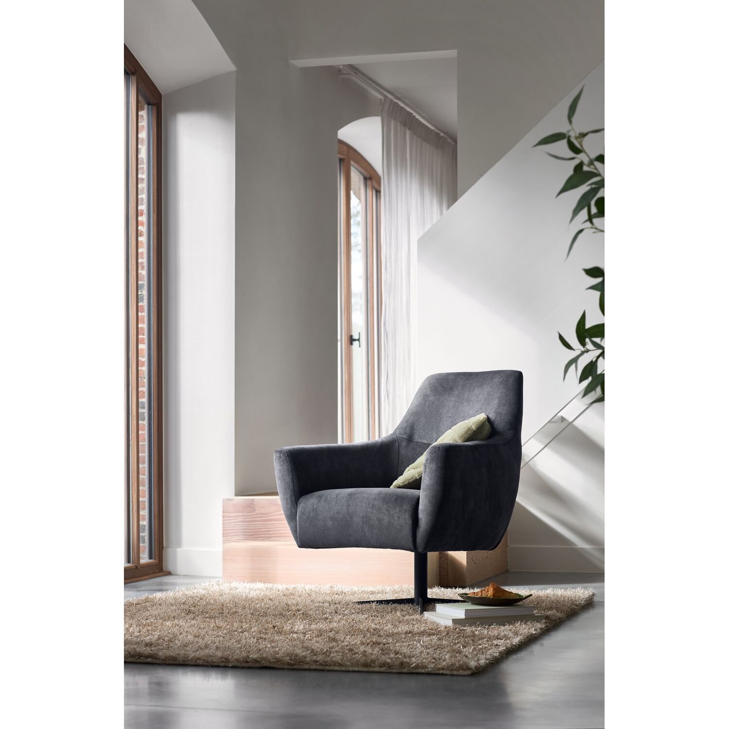 Draaifauteuil Gudo stof adore antraciet