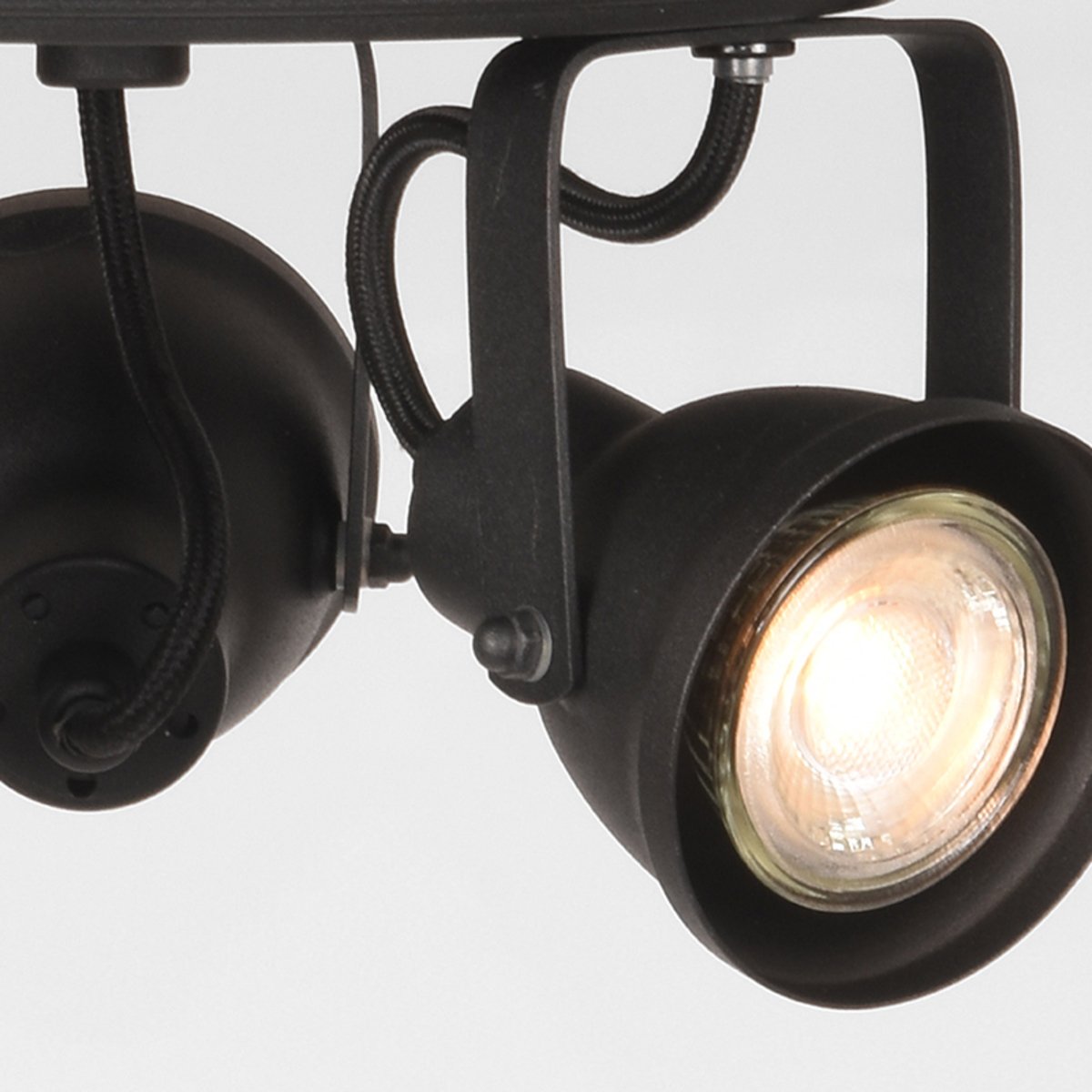 Led Spot Max (3-lichts) zwart metaal, 21x21x14 cm