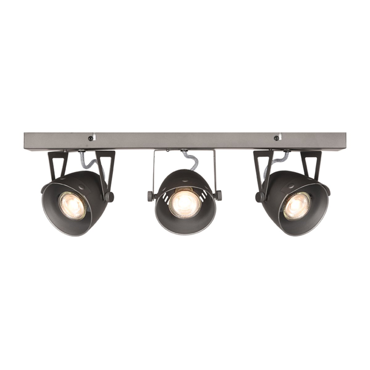 Led Spot Cap (3-lichts) grijs metaal, 48x10x14 cm