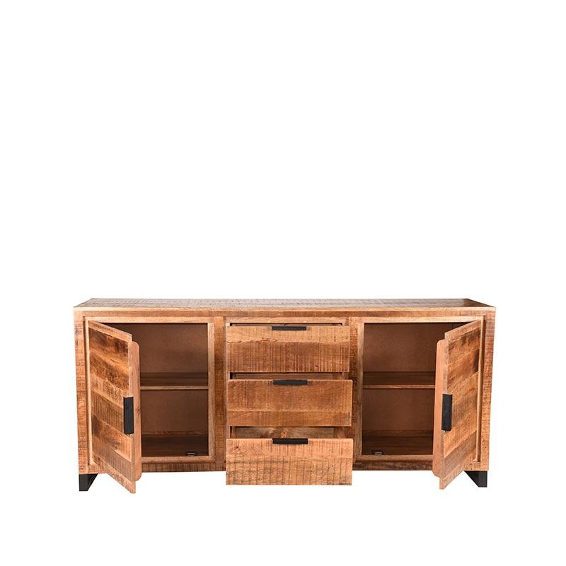 Dressoir Glasgow rough mangohout, 190x45x85 cm