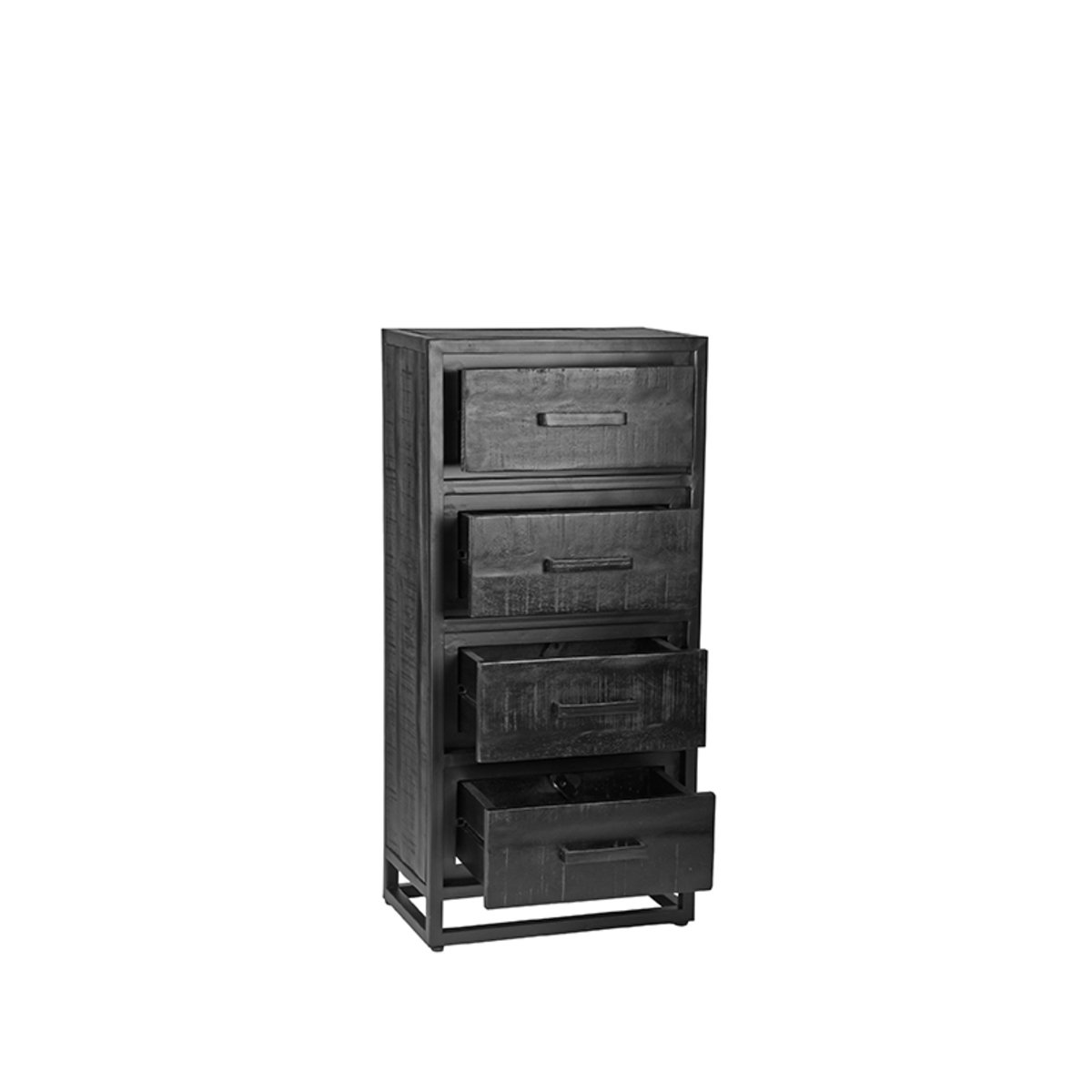 Ladekast Chili zwart mangohout, 50x30x105 cm
