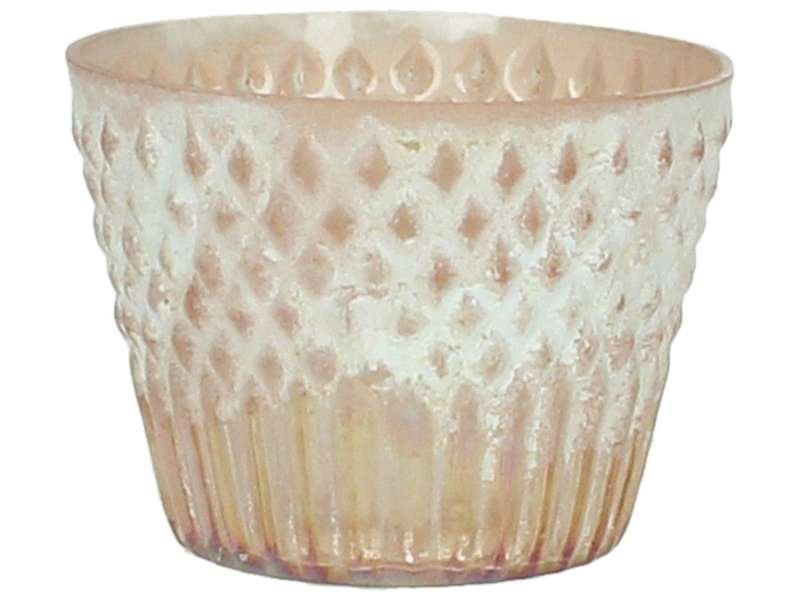 Theelichthouder Garlasco peach glas, 8x6 cm