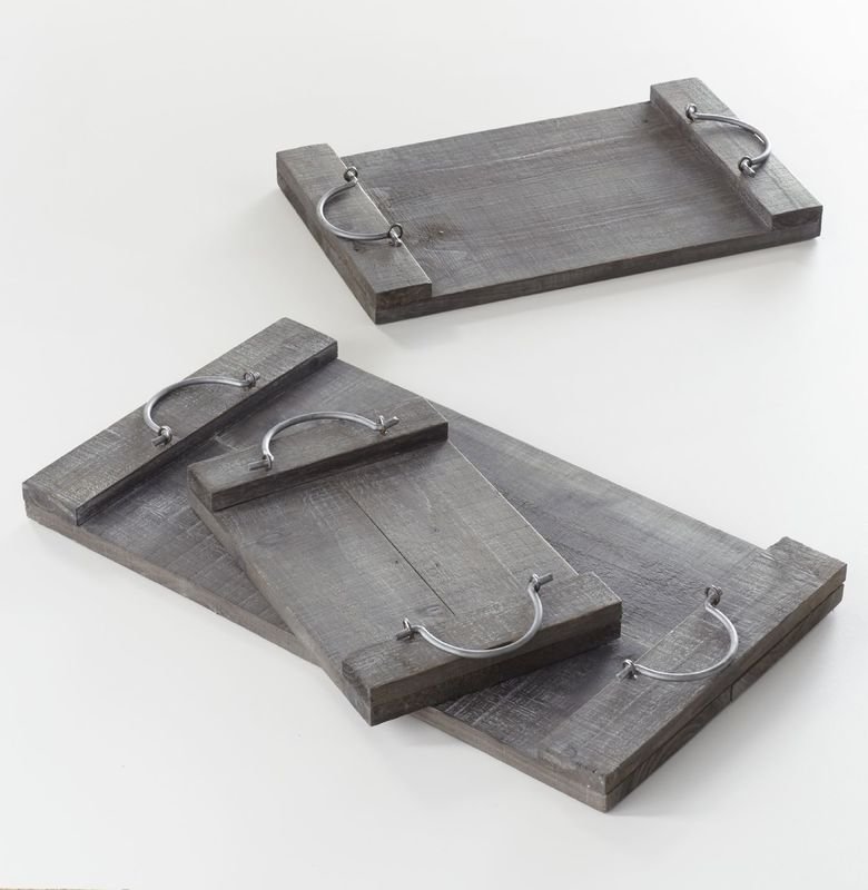 Dienblad Abrega grijs hout, 35x24x4 cm