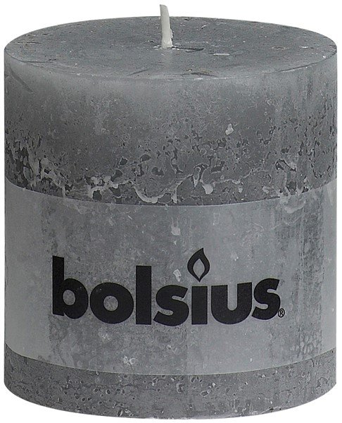 Stompkaars Bolsius rustiek grijs, 10x10 cm