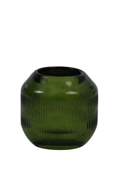 Theelichthouder Luzente groen glas, 9x9 cm