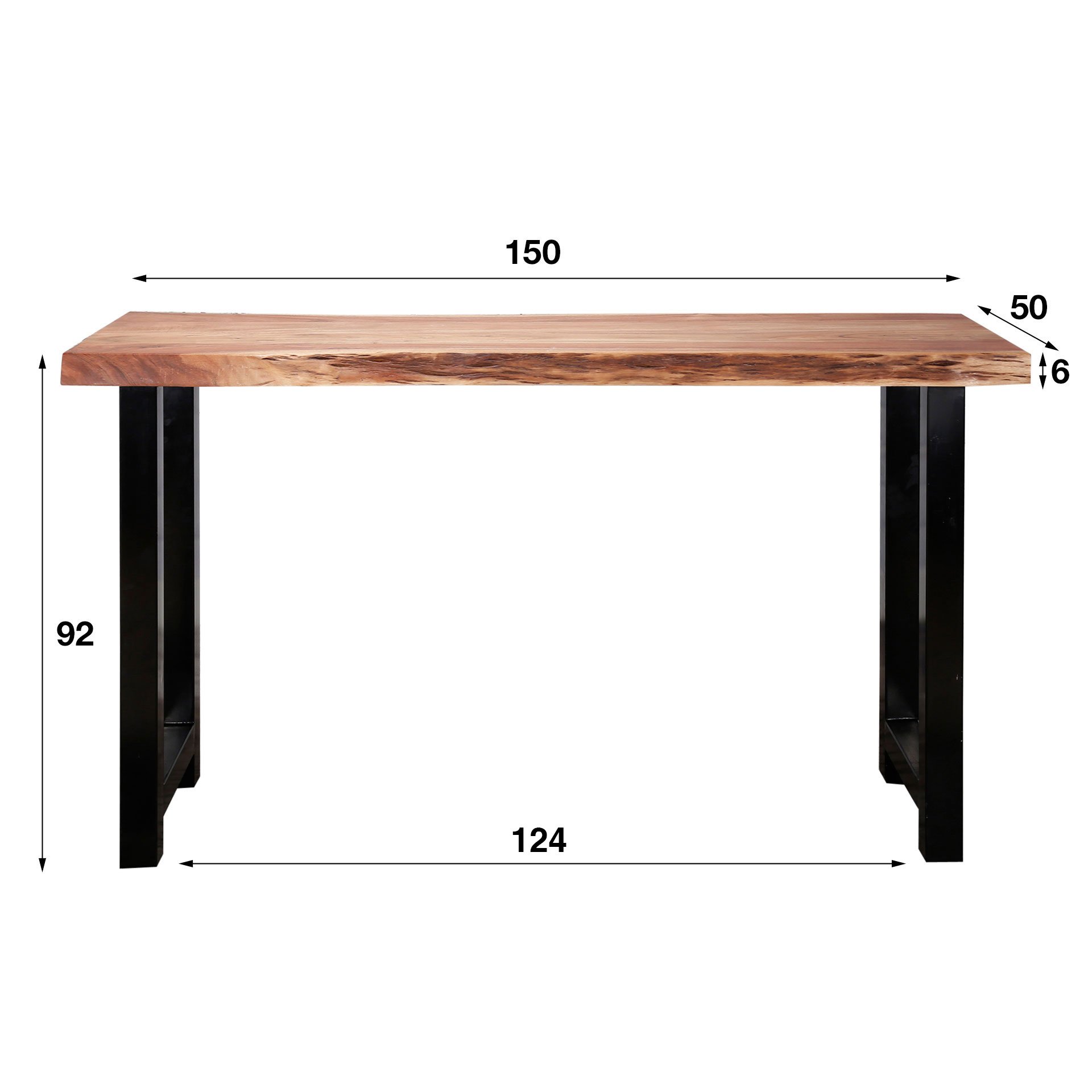 Bartafel boomstam 150, bladdikte 60 mm / Massief acacia naturel