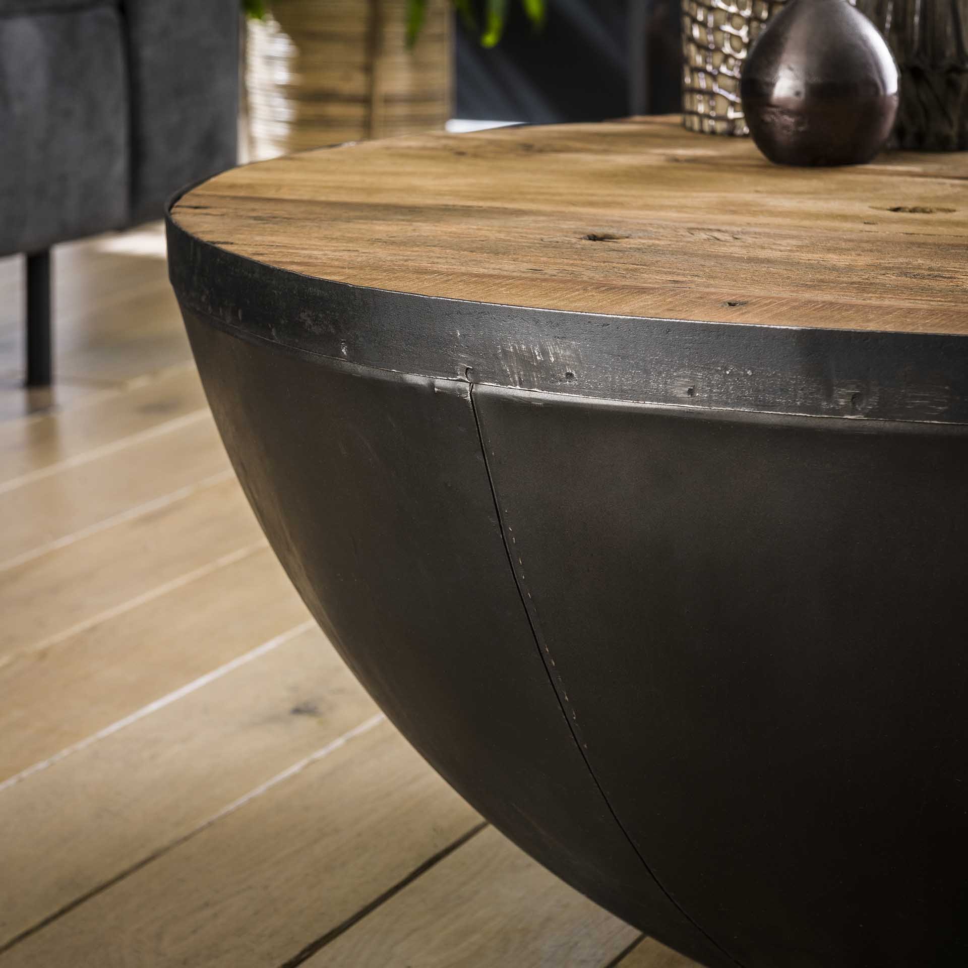 Salontafel Ø90 Raft / Robuust hardhout