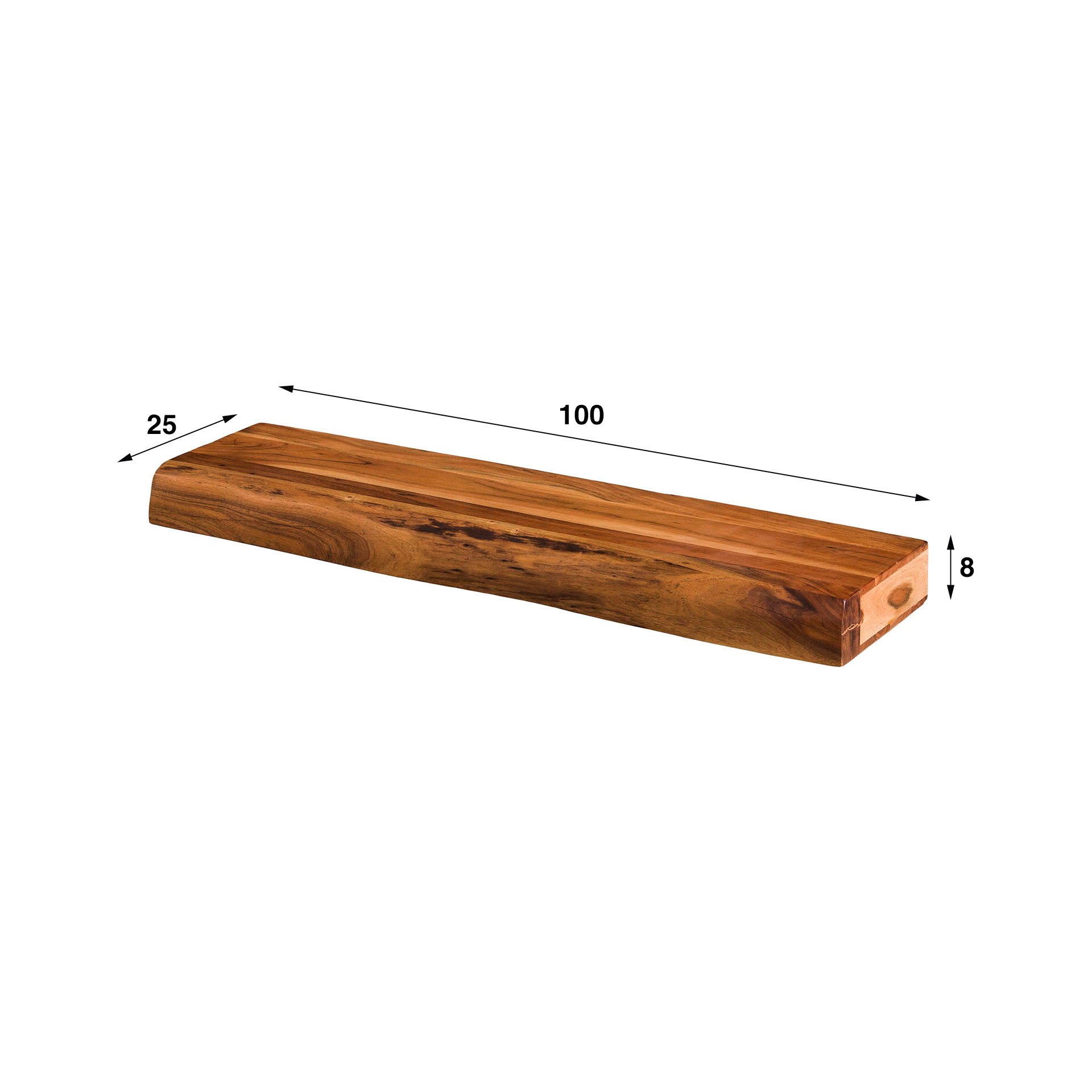 Wandplank 100 tree / Massief acacia naturel