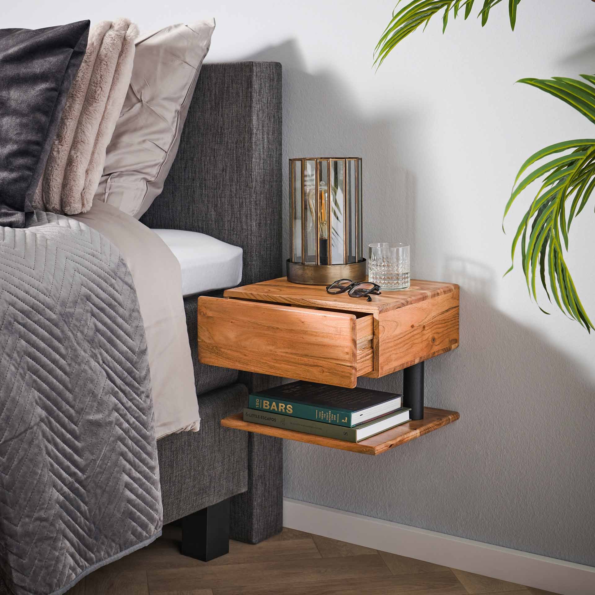 Nachtkastje 1L shelve / Massief acacia naturel