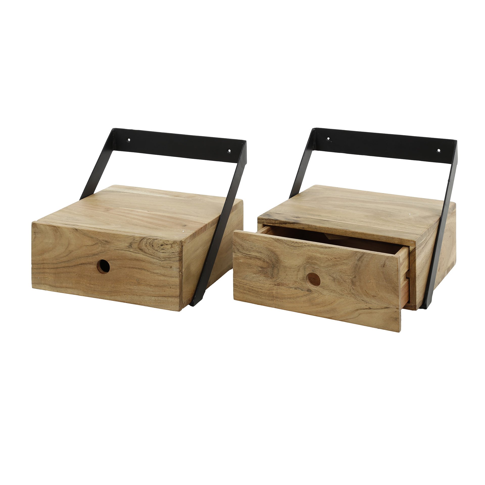 Nachtkastje set/2 XS hangend strip / Massief acacia naturel