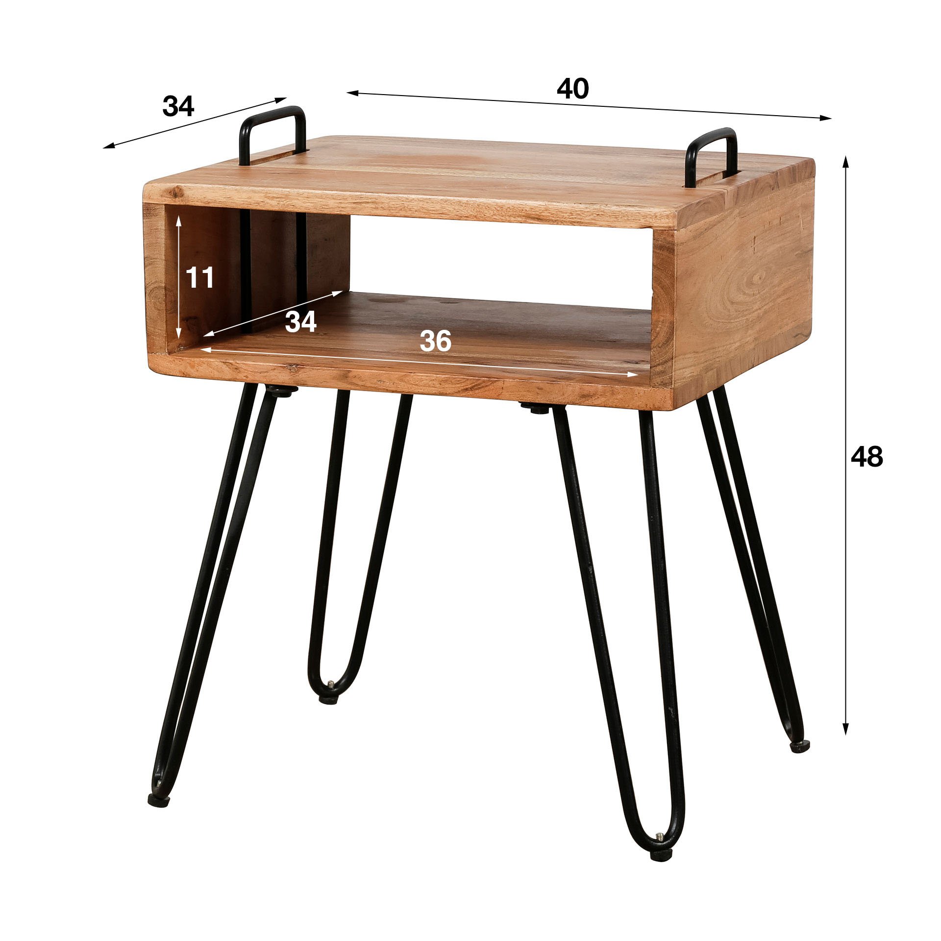 Nachtkastje Quadro / Massief acacia naturel