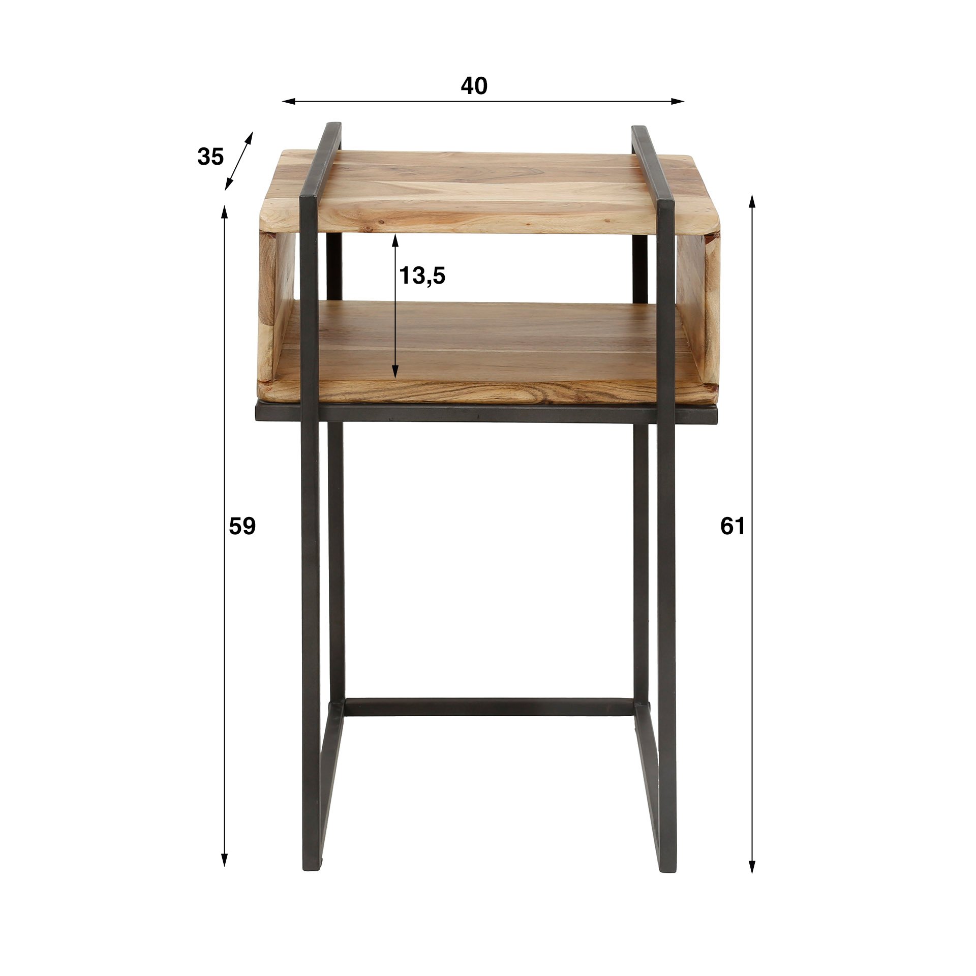 Nachtkastje open vak edge / Massief acacia naturel