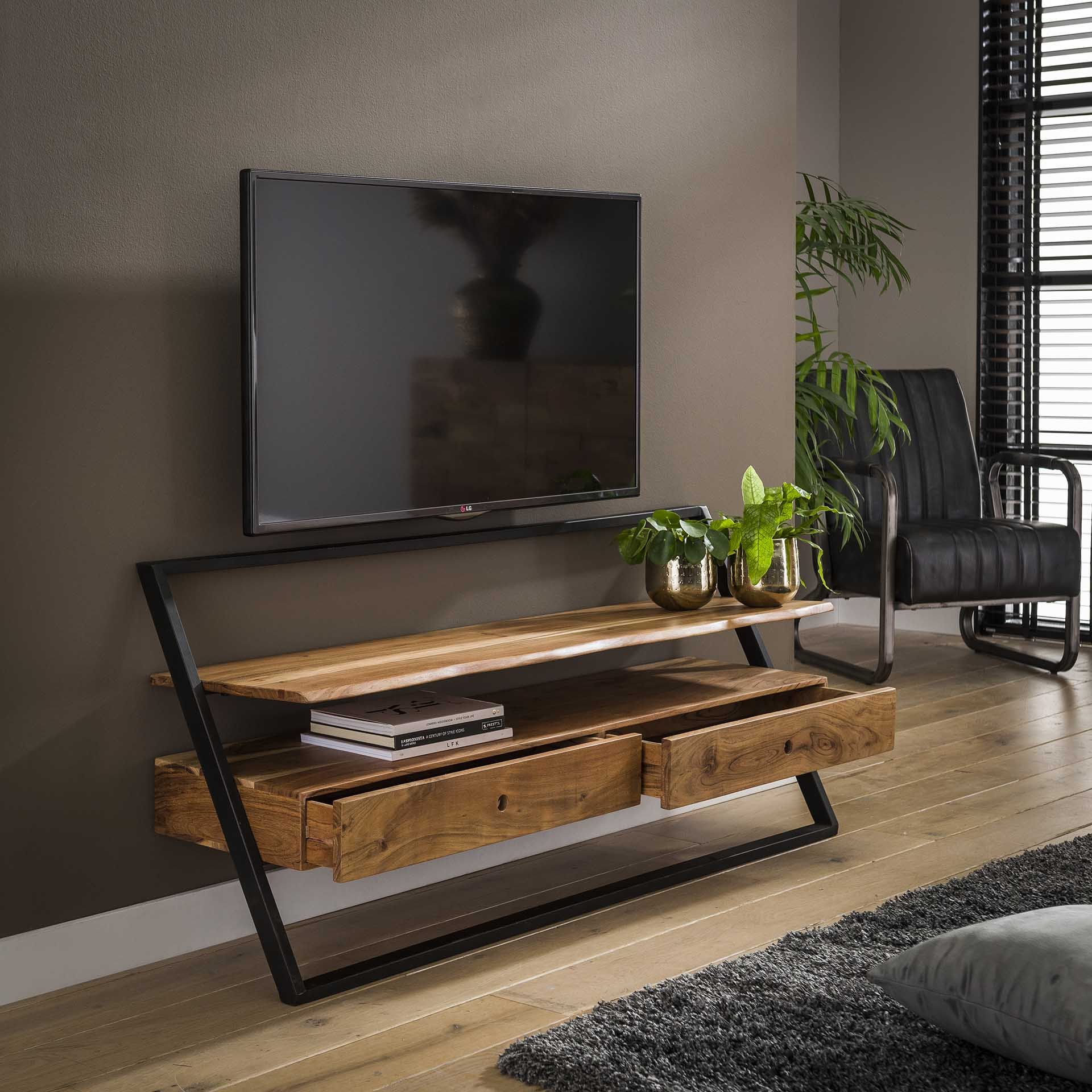 TV-meubel lean 2L / Massief acacia naturel