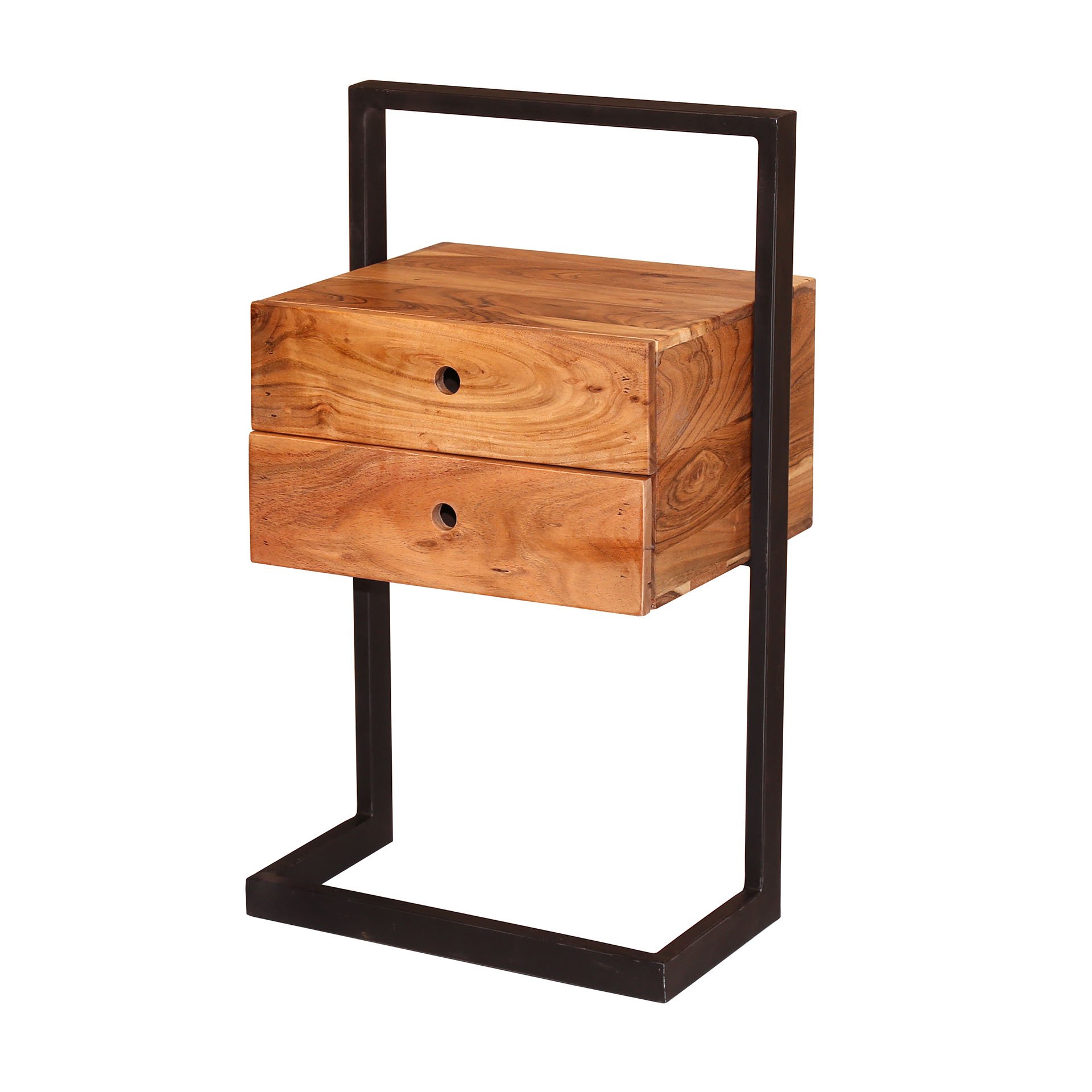 Nachtkastje rigid 2L / Massief acacia naturel