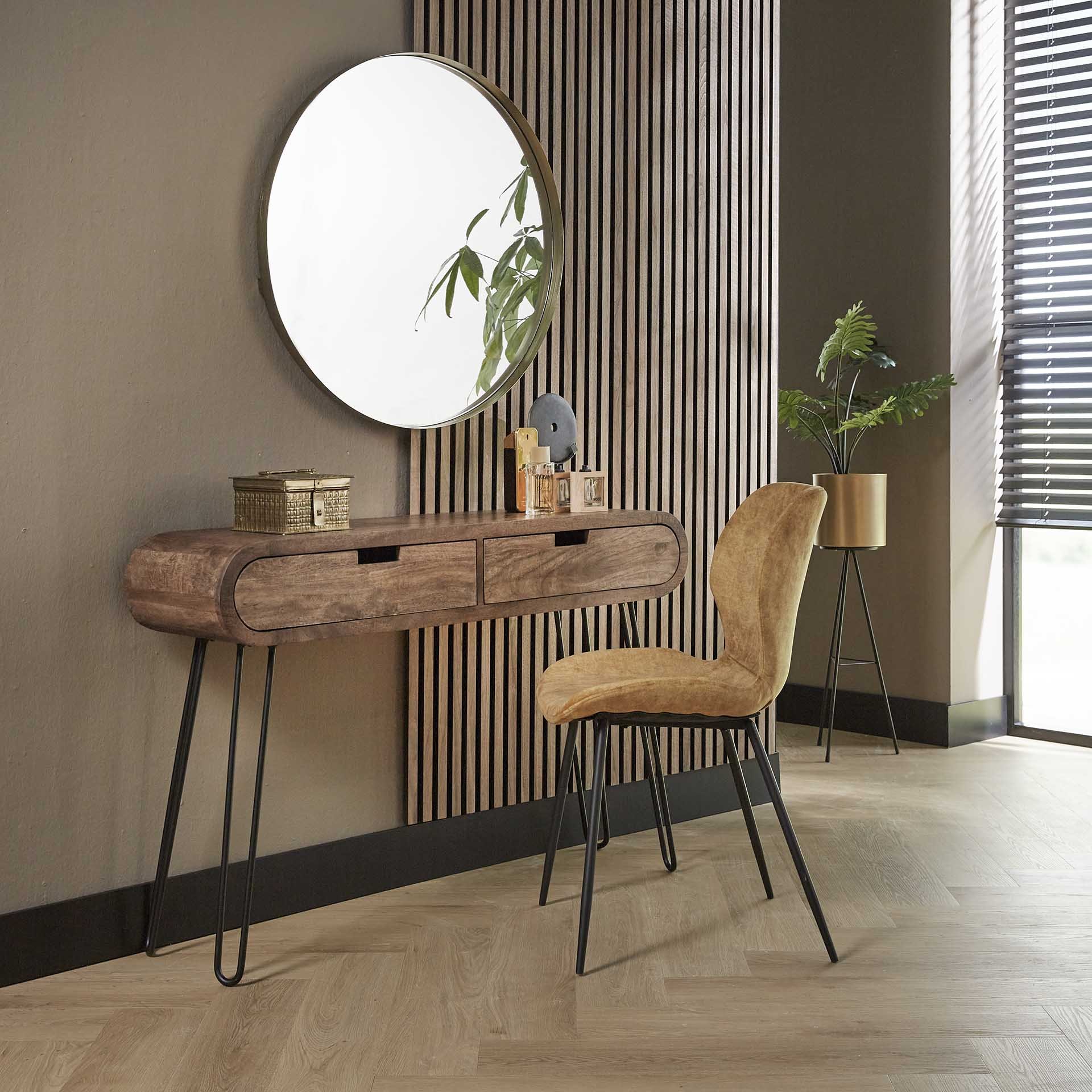 Kaptafel 2L barrel / Massief mango zandkleur