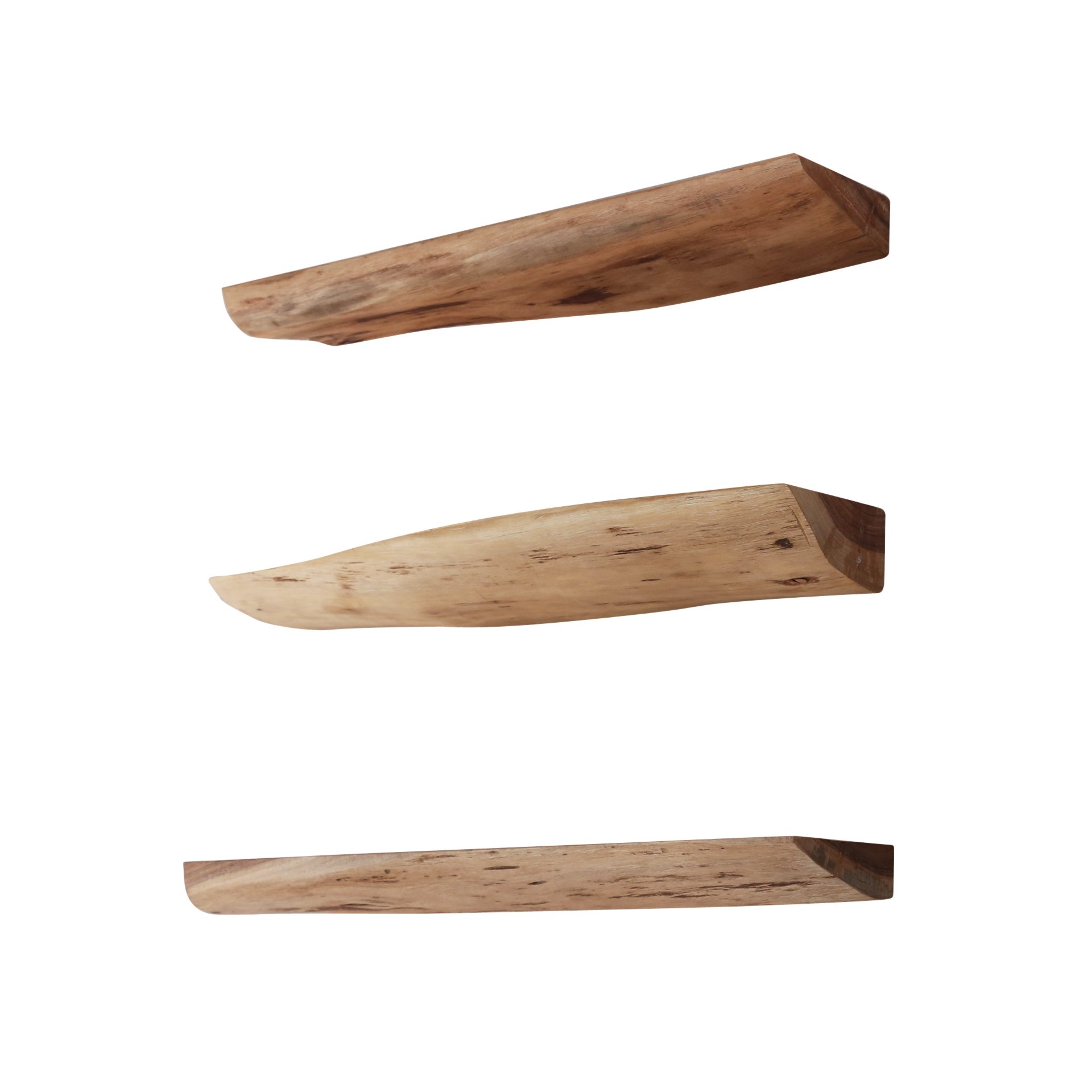 Wandschap edge 60cm set/3 / Massief acacia naturel