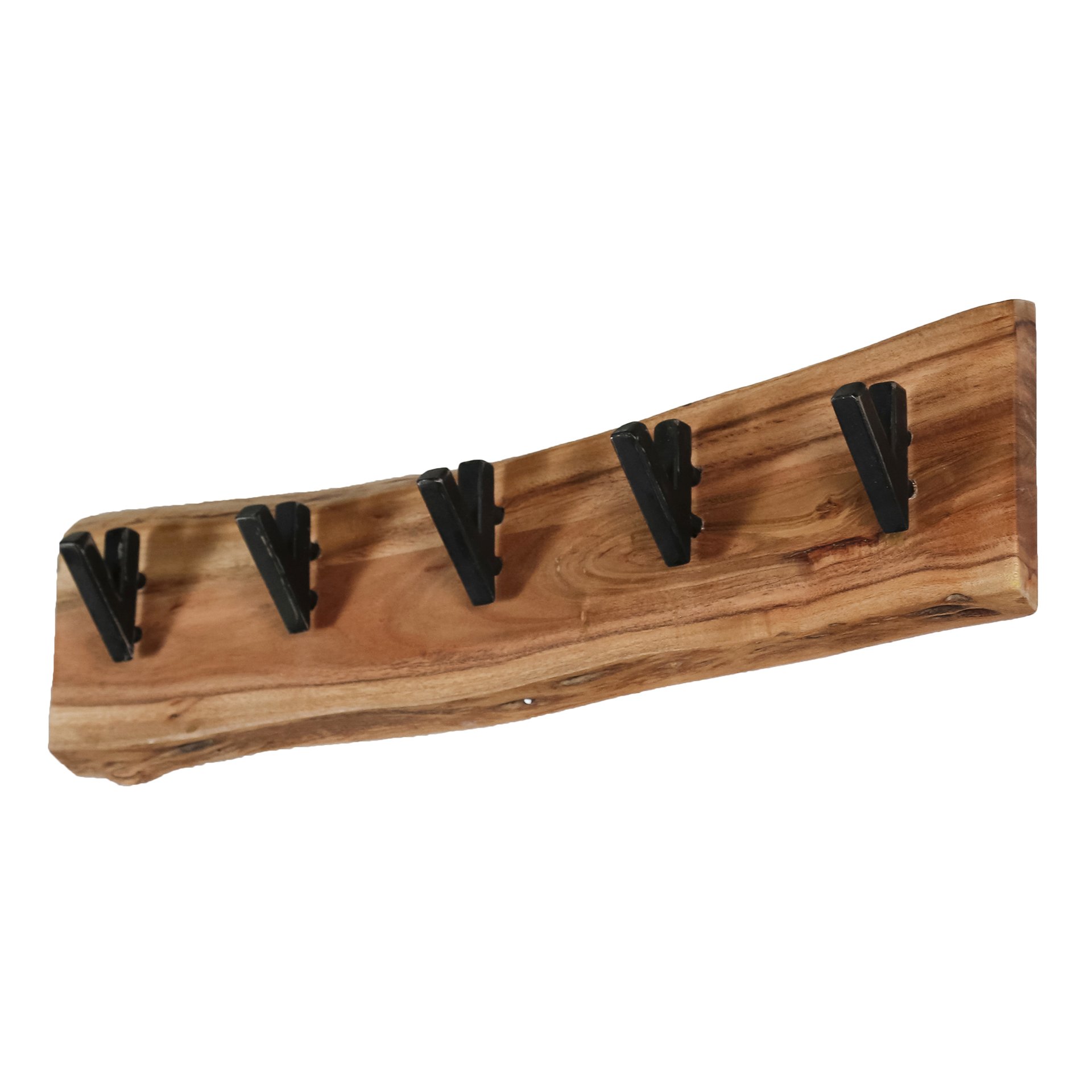 Kapstok edge 5 haken / Massief acacia naturel