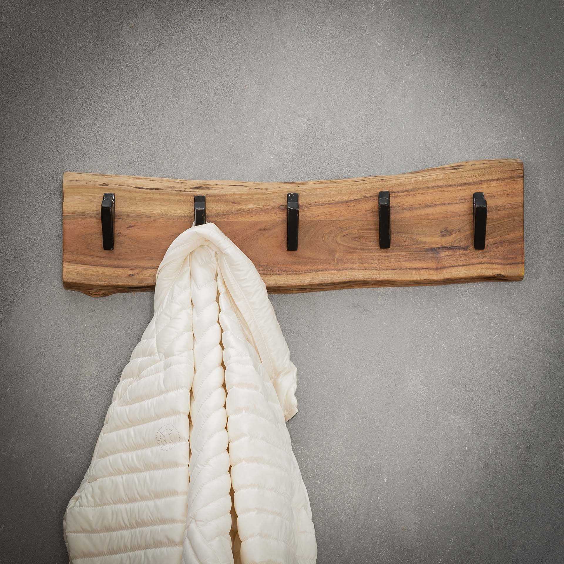 Kapstok edge 5 haken / Massief acacia naturel