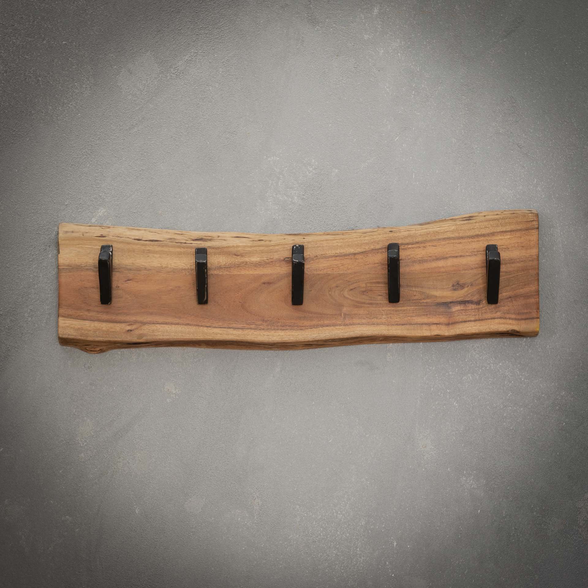 Kapstok edge 5 haken / Massief acacia naturel