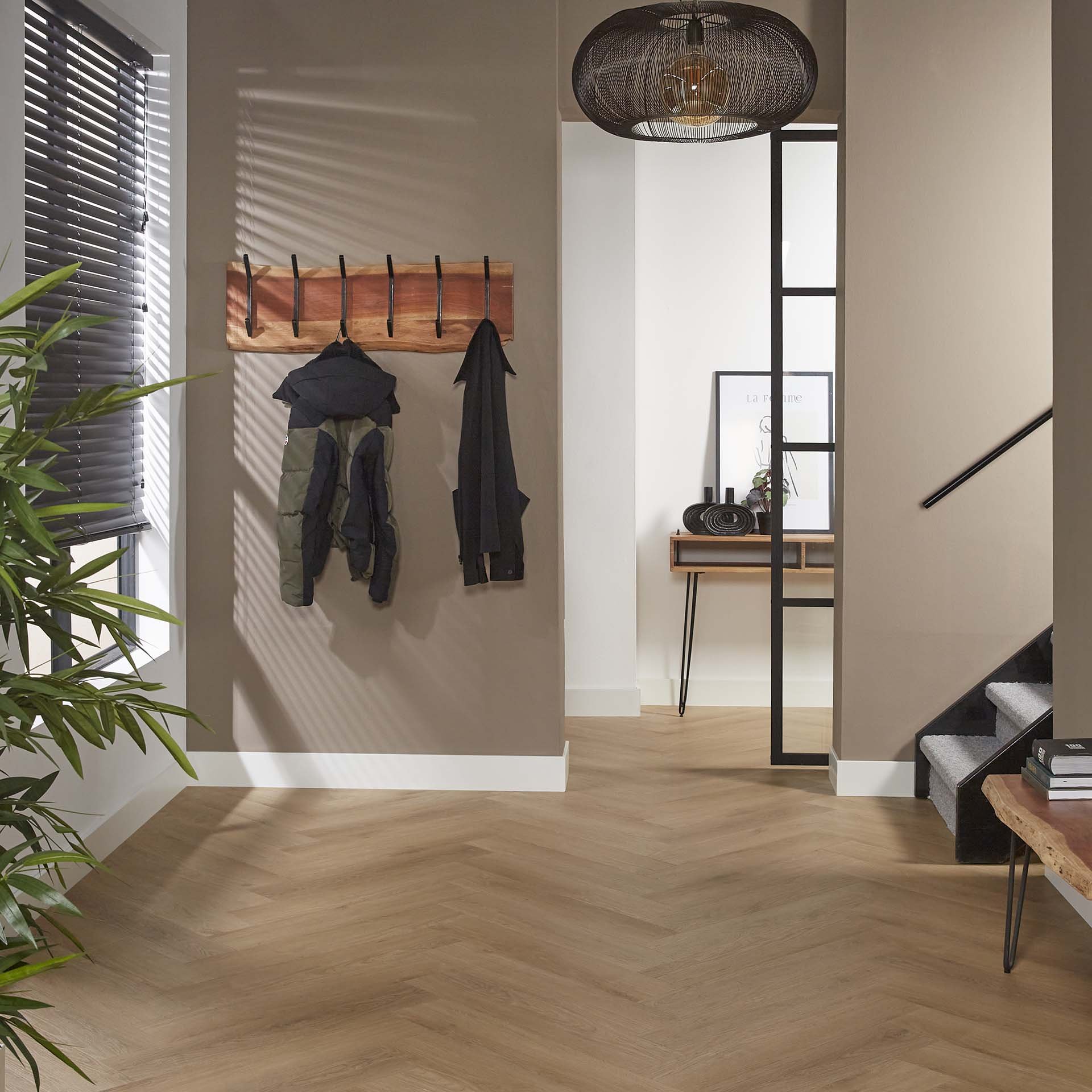 Kapstok edge 2x6 haken / Massief acacia naturel