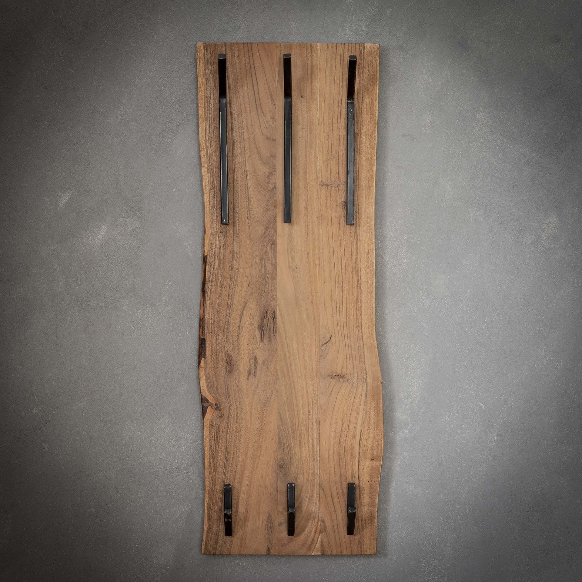 Kapstok edge 2x3 haken hoog / Massief acacia naturel