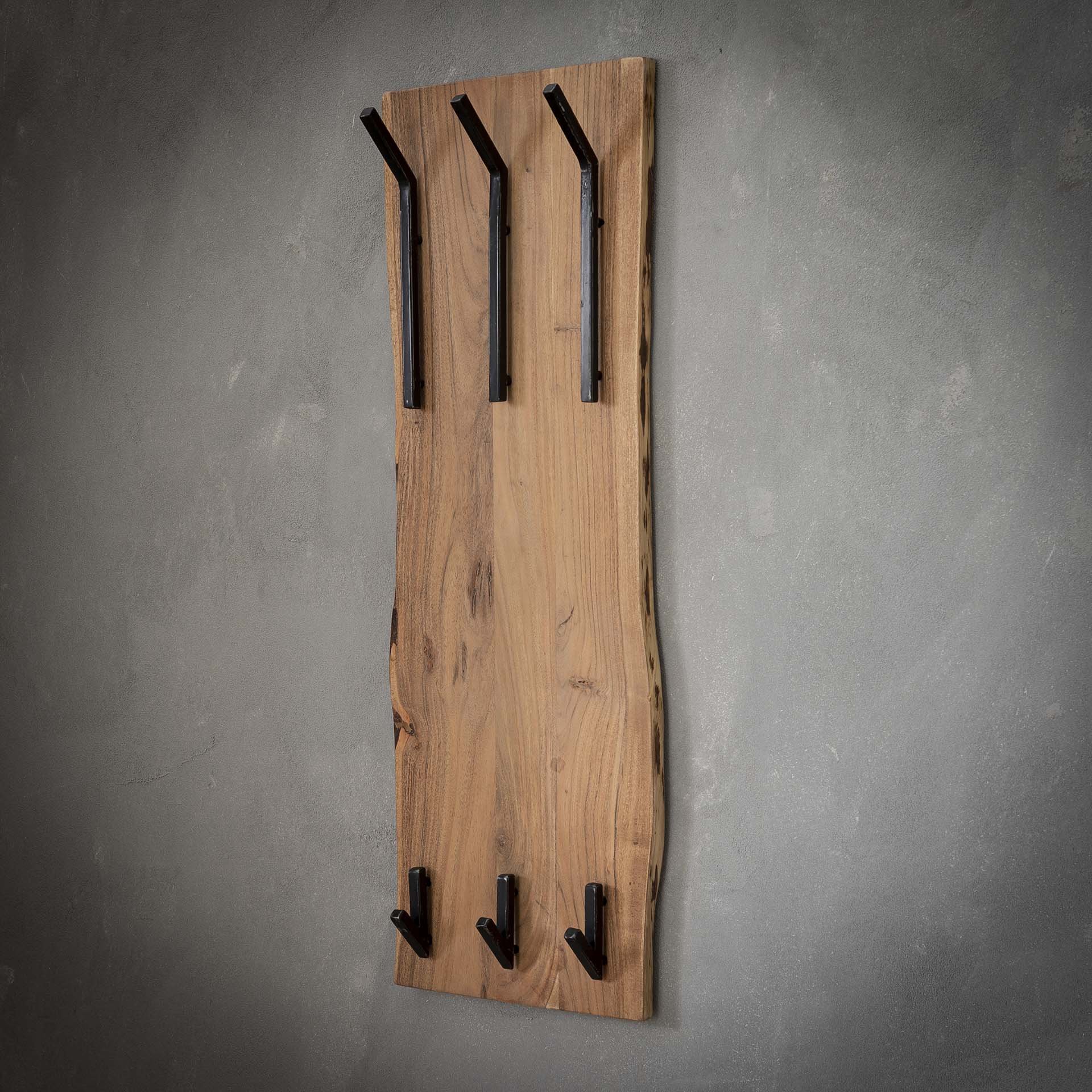 Kapstok edge 2x3 haken hoog / Massief acacia naturel