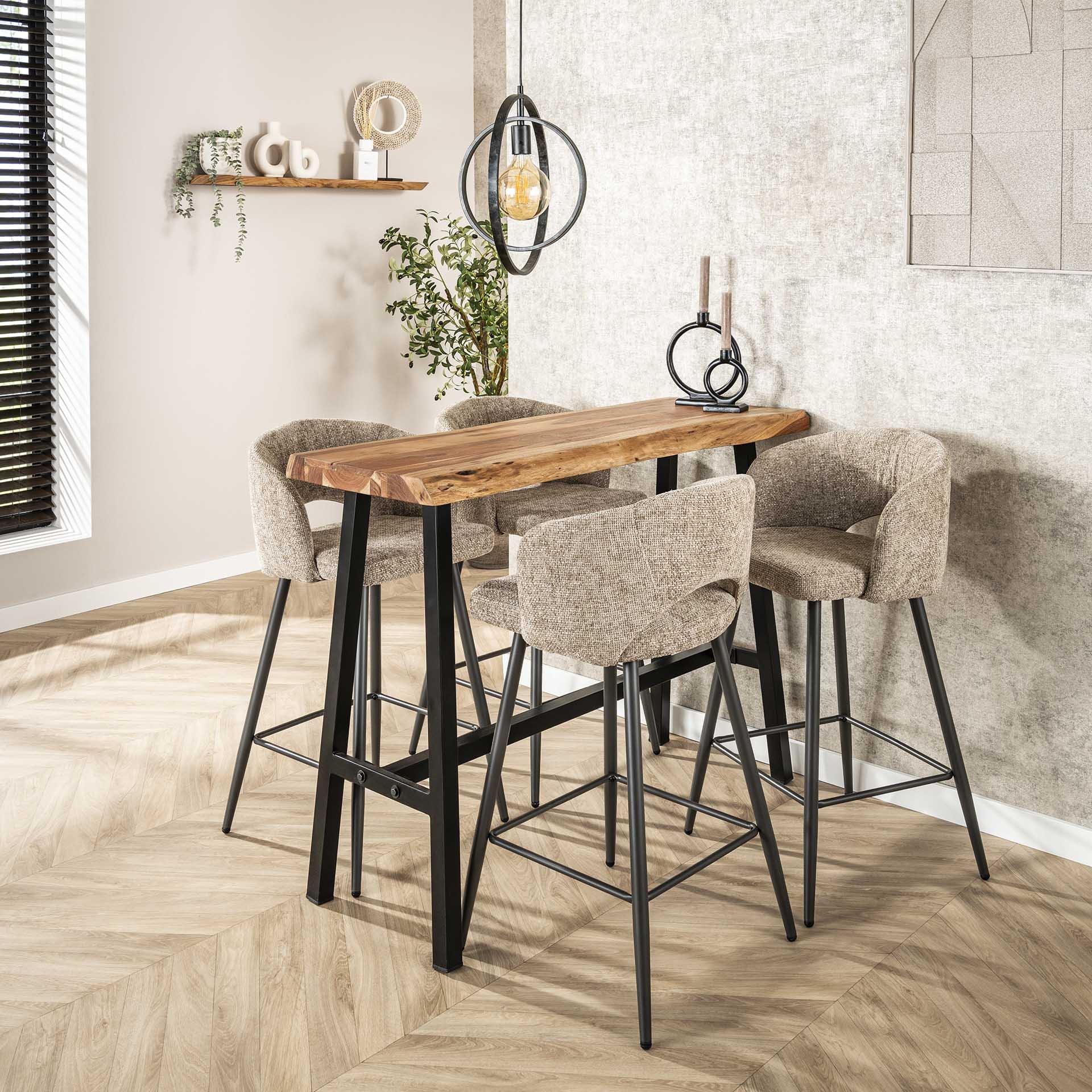 Bartafel live edge 2+3 dik / Massief acacia naturel