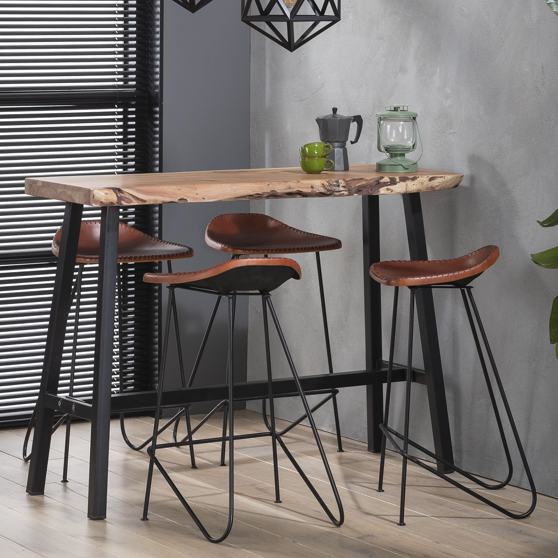 Bartafel live edge 2+3 dik / Massief acacia naturel