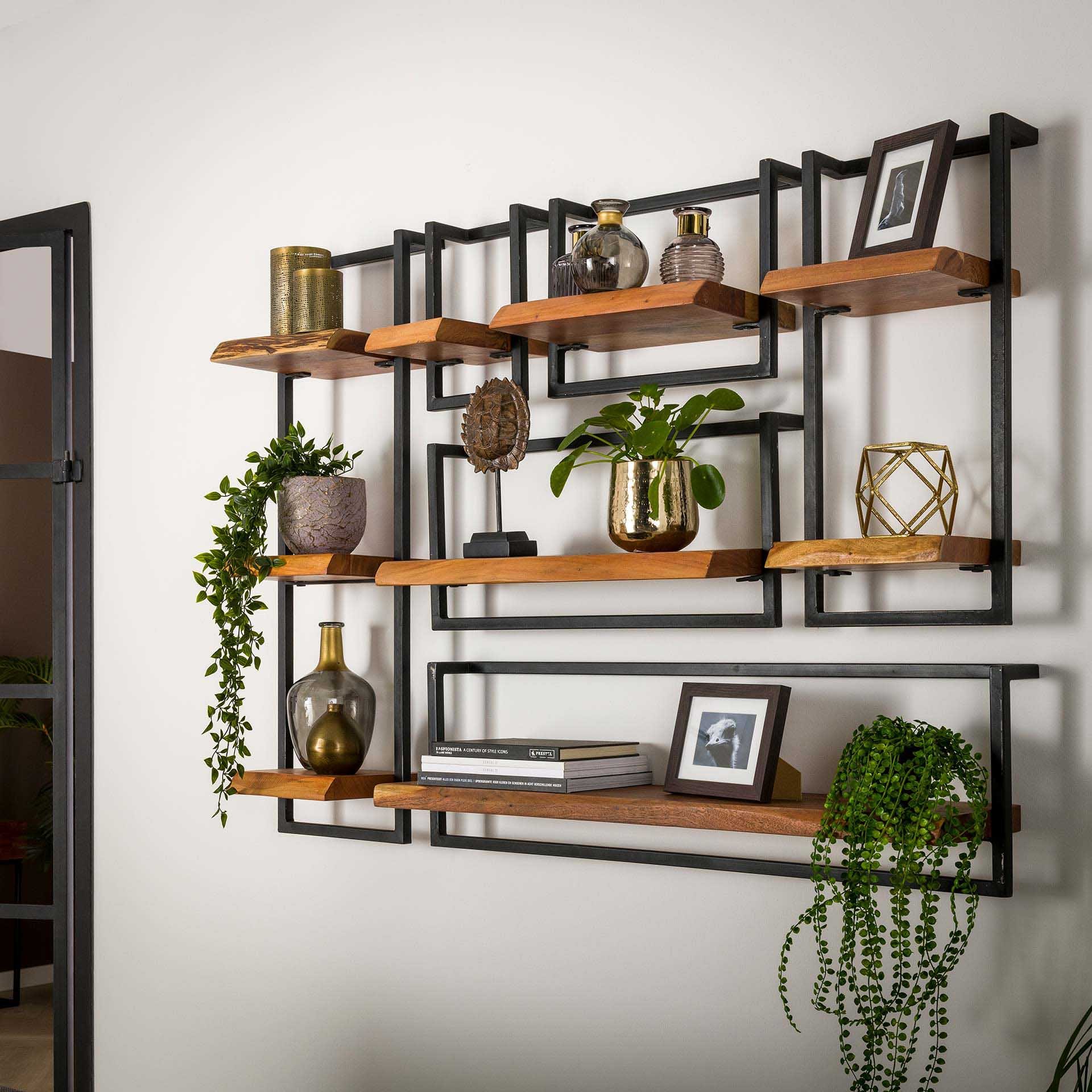Wandplank edge 30cm 100 cm hoog / Massief acacia naturel