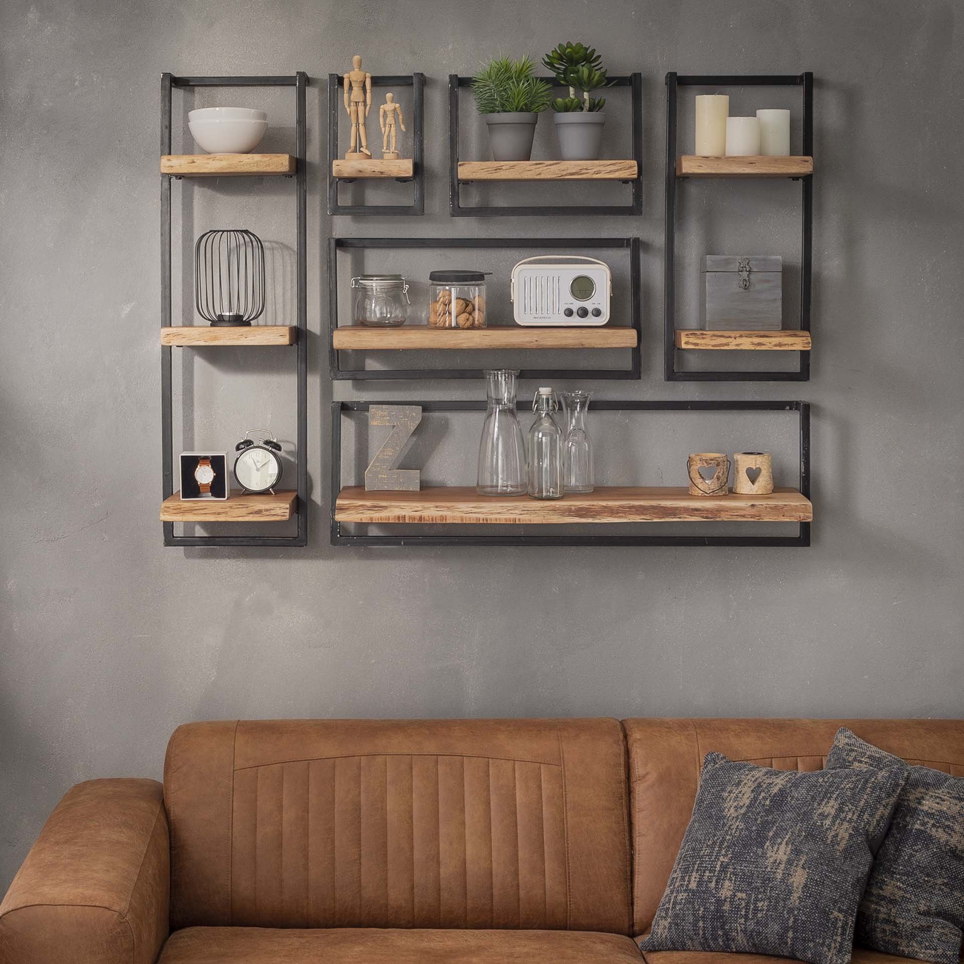 Wandplank edge 30cm 100 cm hoog / Massief acacia naturel