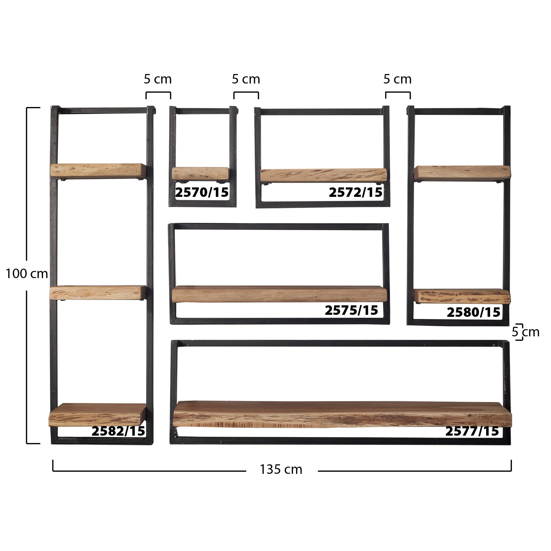Wandplank edge 30cm 100 cm hoog / Massief acacia naturel