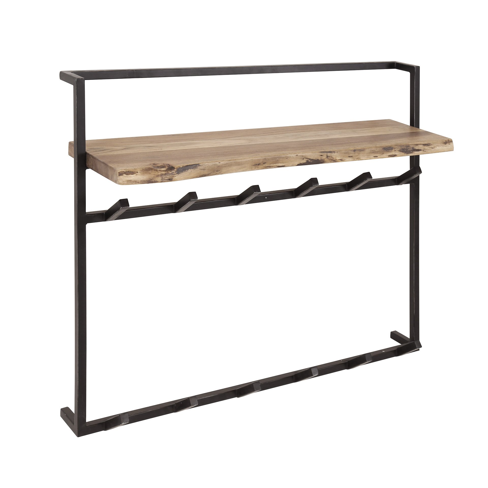 Kapstok air solid 12 haken hoedenplank / Massief acacia naturel