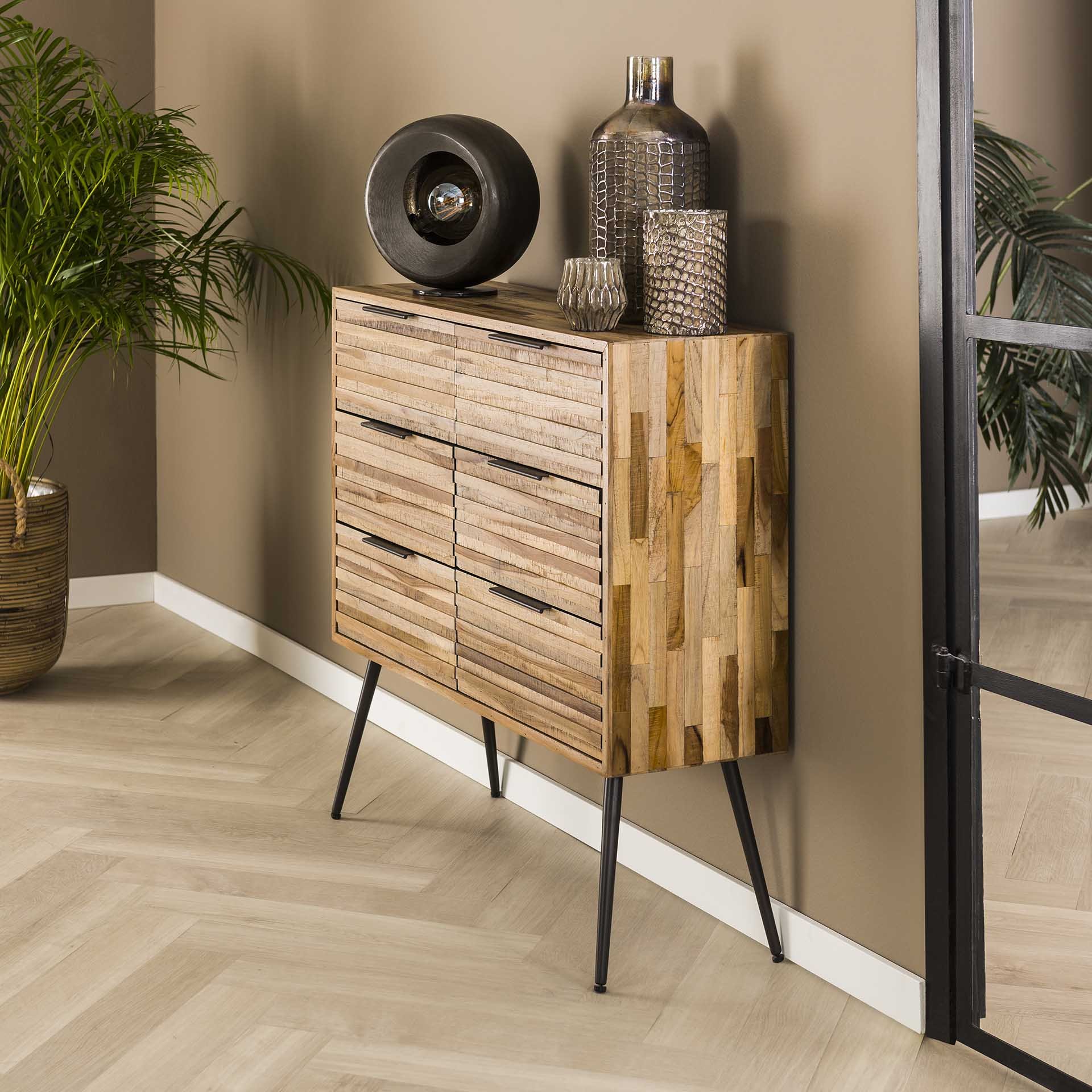 Ladekast 6L Teca strip / Teakhout verweerd