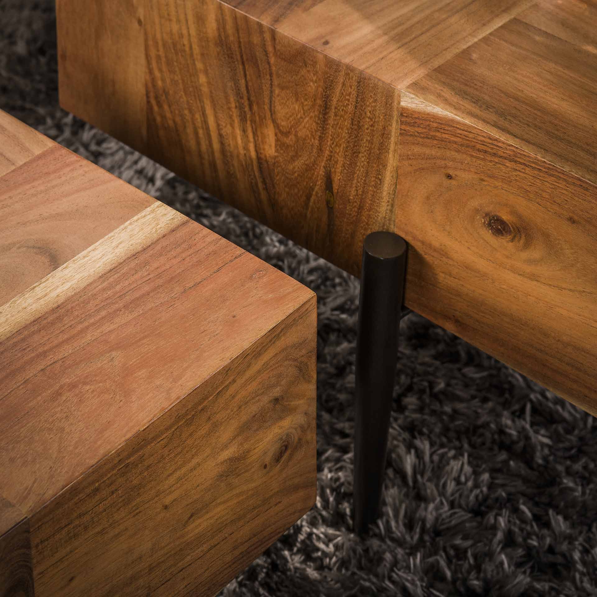 Salontafel set/2 blocks / Massief acacia naturel