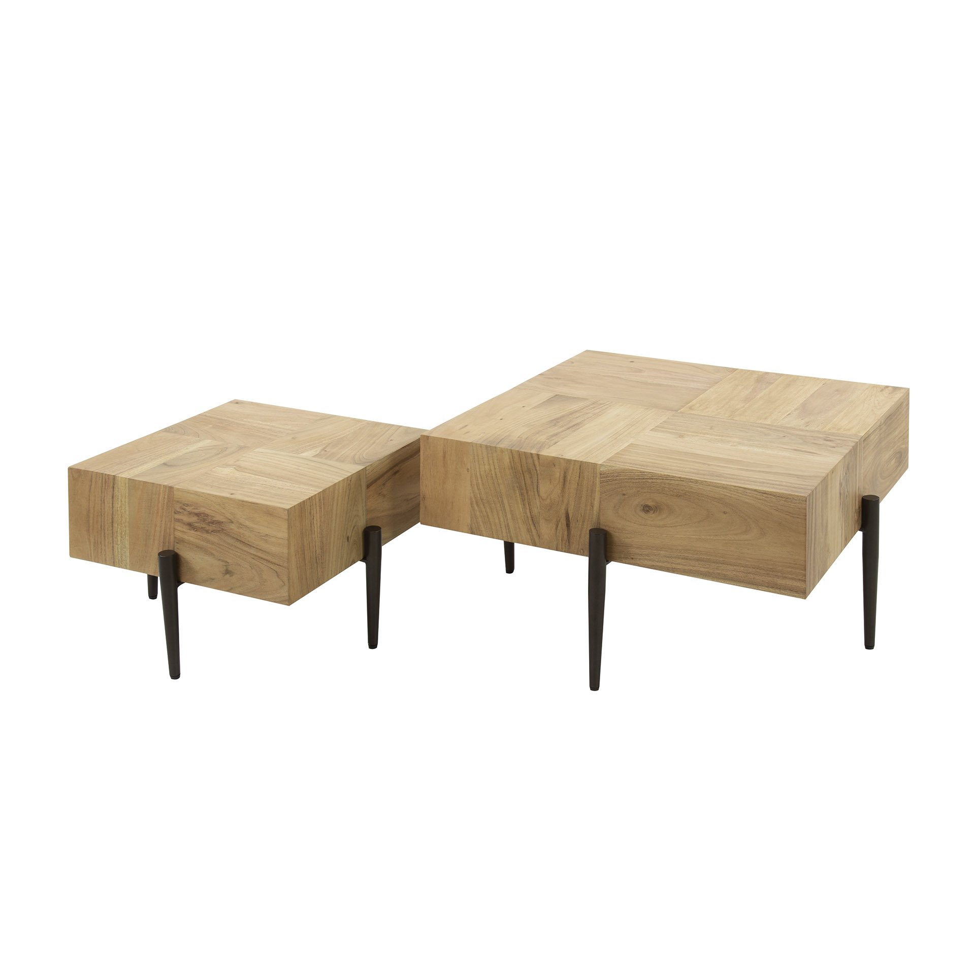 Salontafel set/2 blocks / Massief acacia naturel