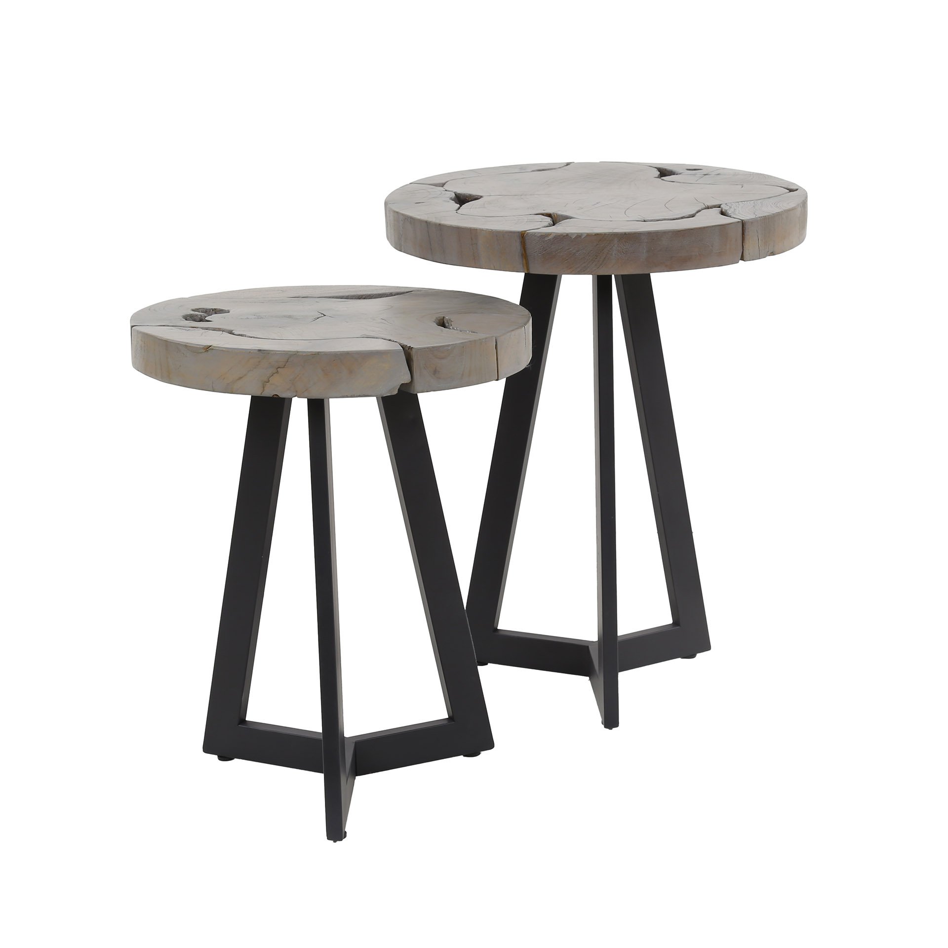Bijzettafel set/2 grey mix / Grijs