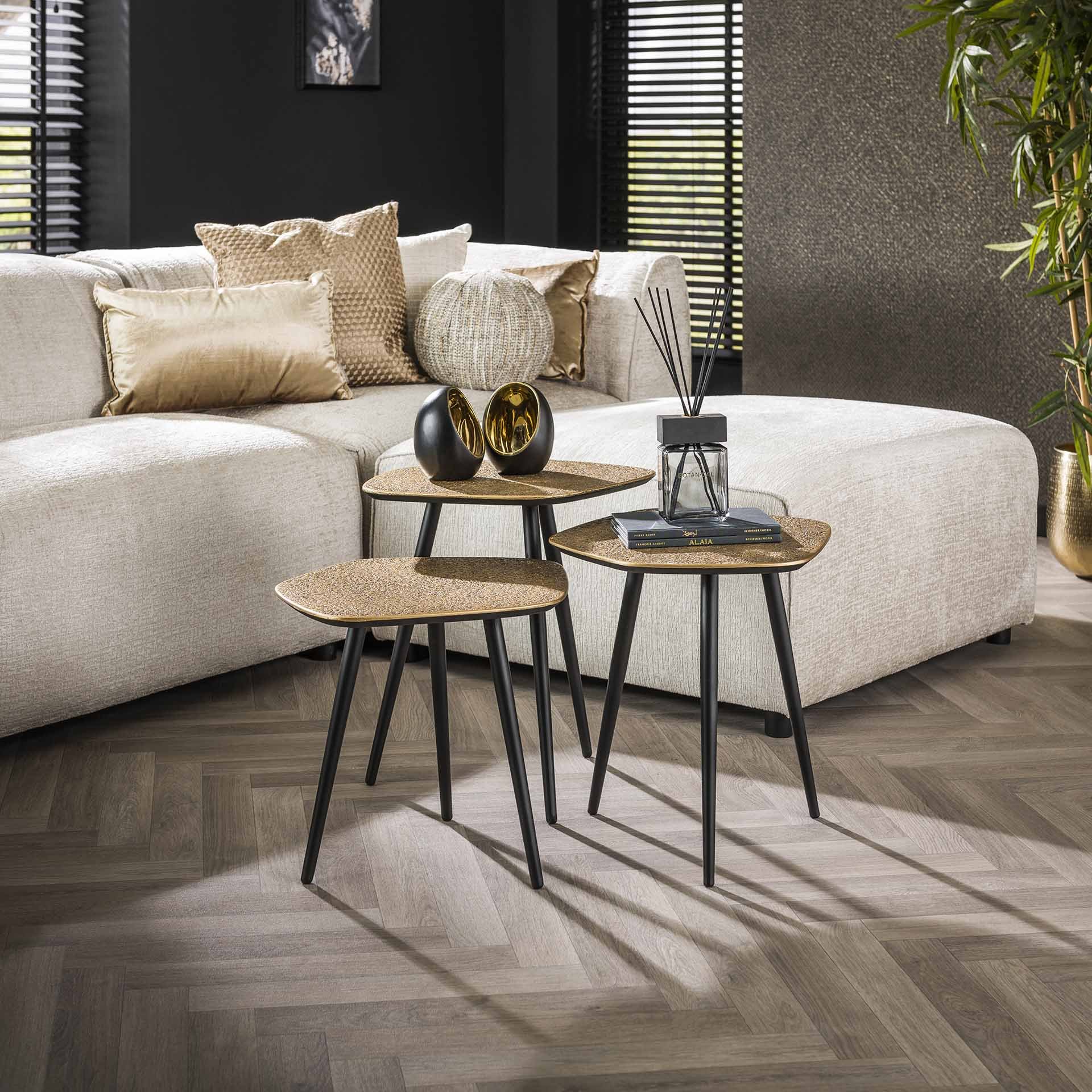 Salontafel set/3 point metallic / Brons antiek / Brons antiek