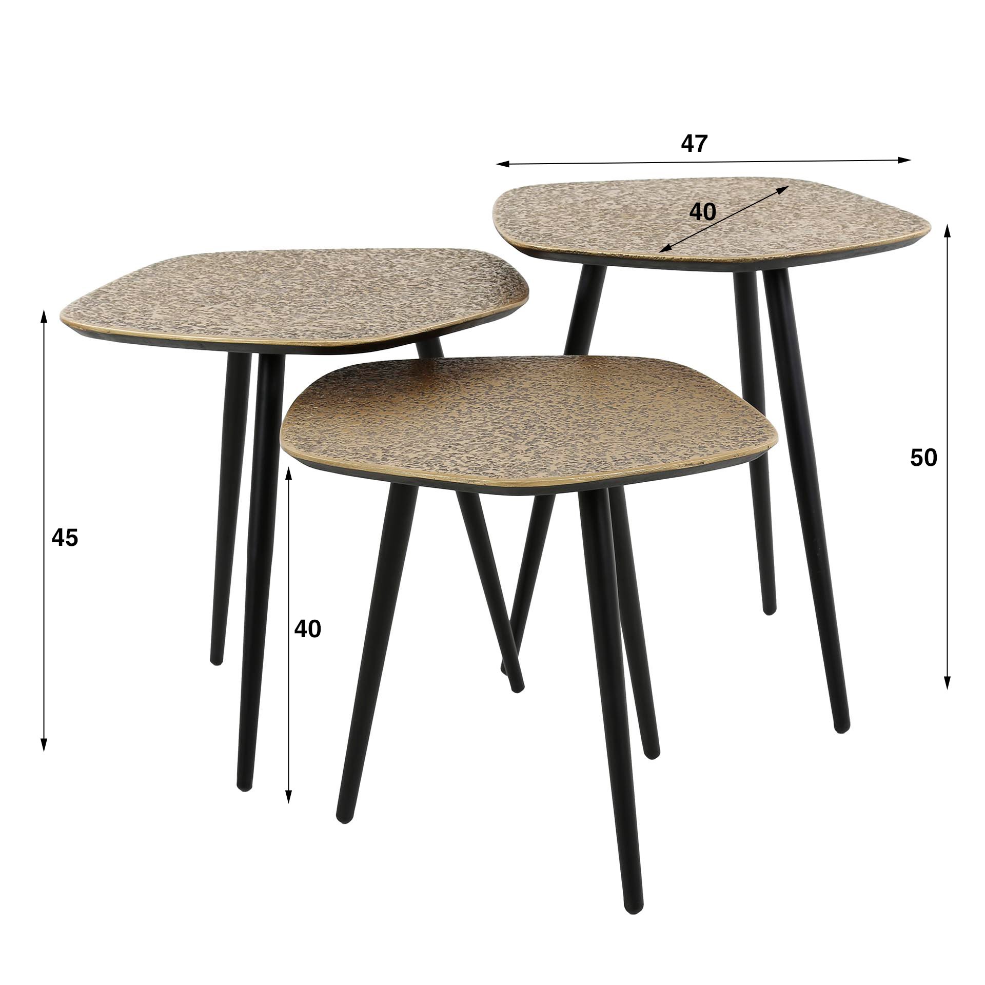 Salontafel set/3 point metallic / Brons antiek / Brons antiek