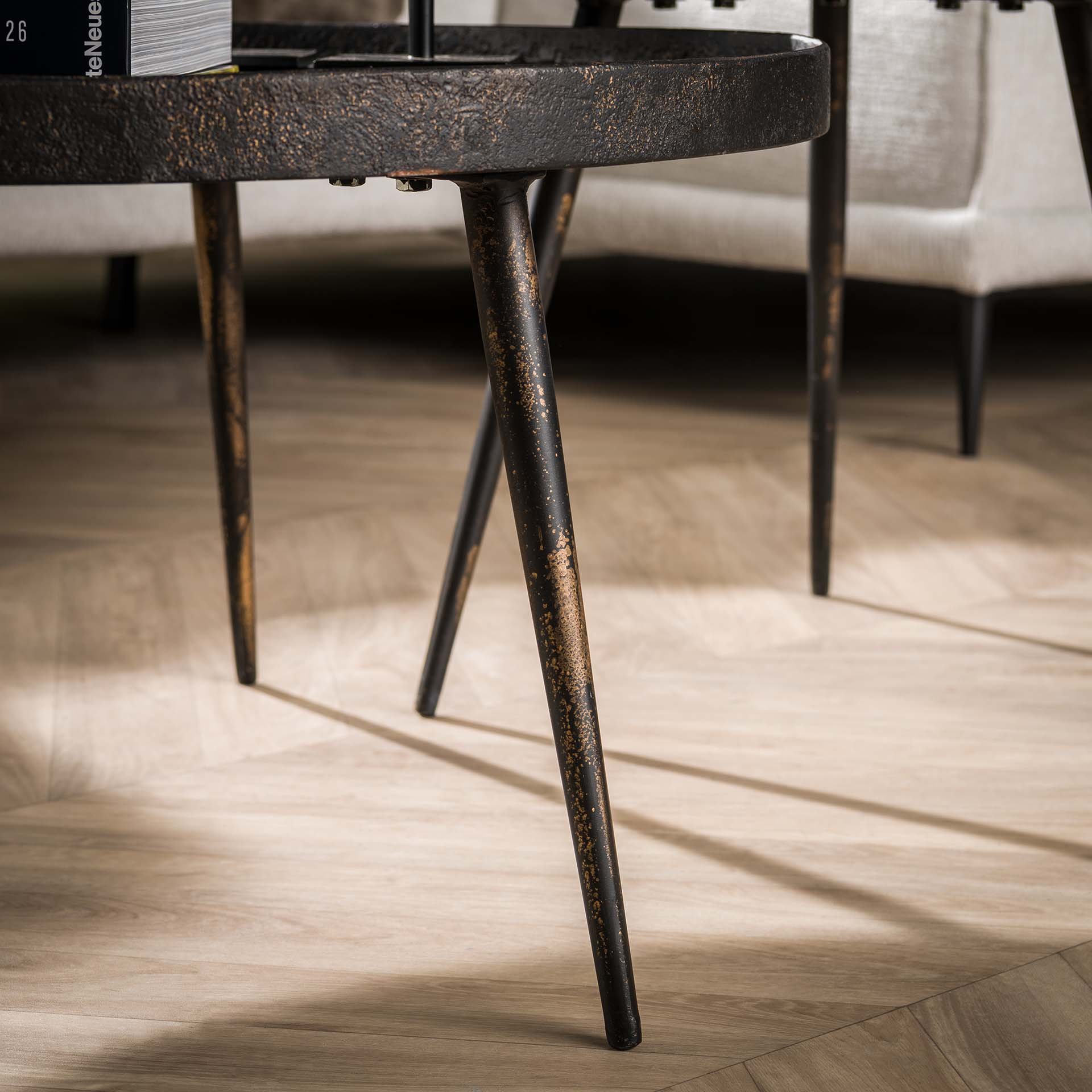 Salontafel set/2 rond metallic / Grijs