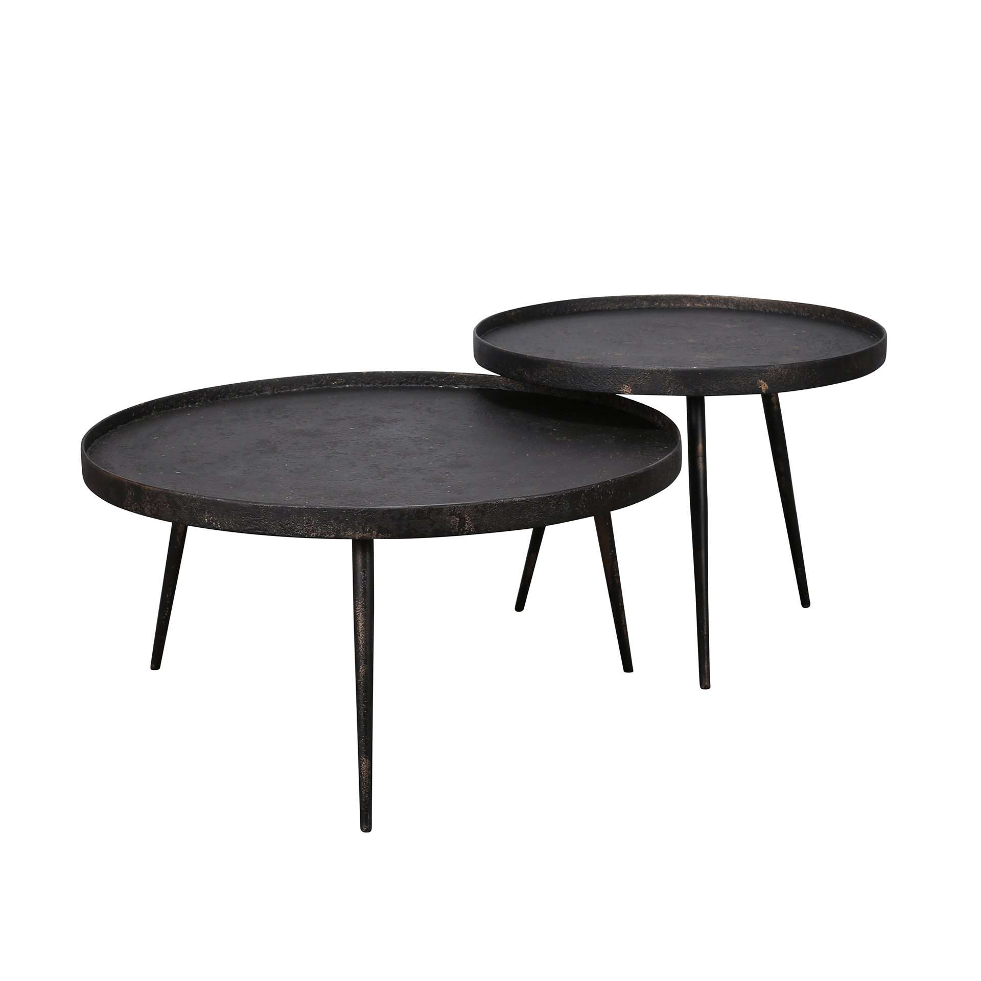 Salontafel set/2 rond metallic / Grijs