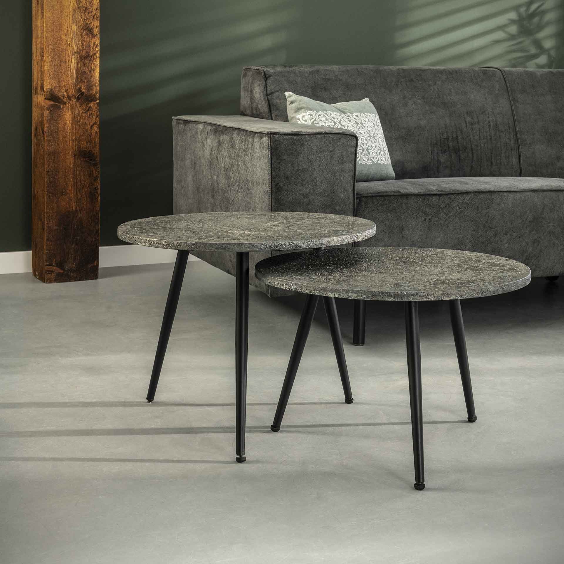 Salontafel Ø55 set/2 metallic ronde buis / Grijs