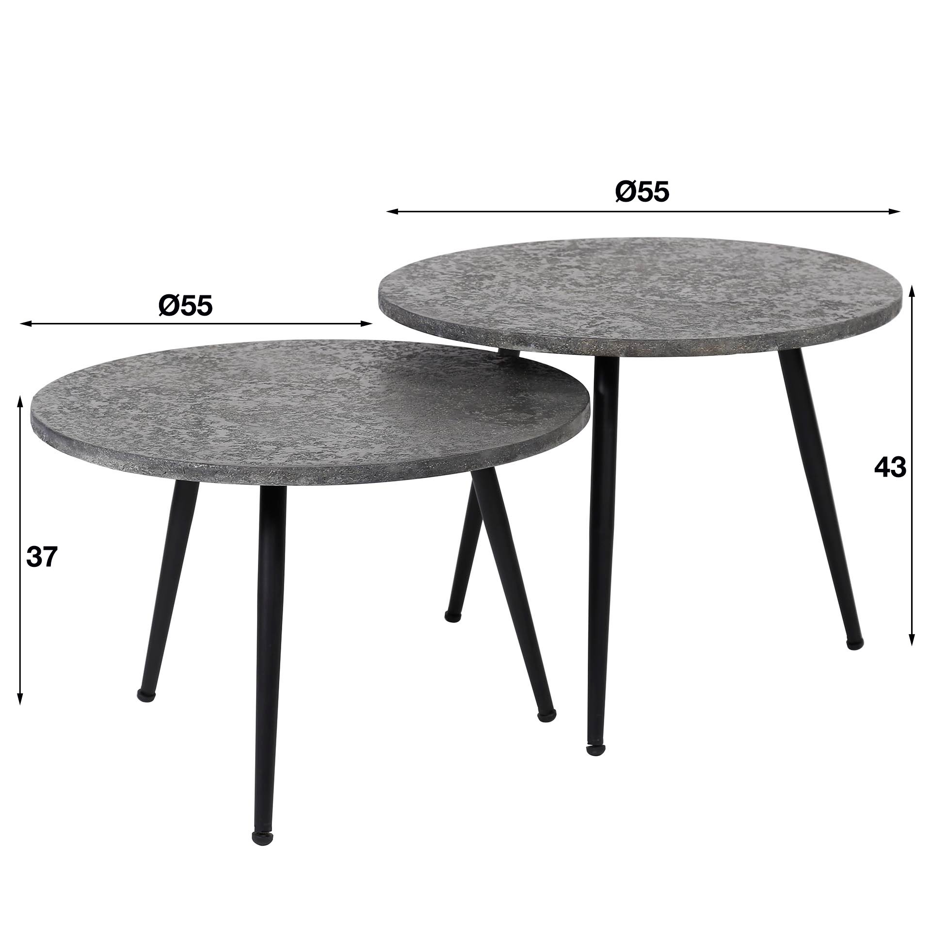 Salontafel Ø55 set/2 metallic ronde buis / Grijs