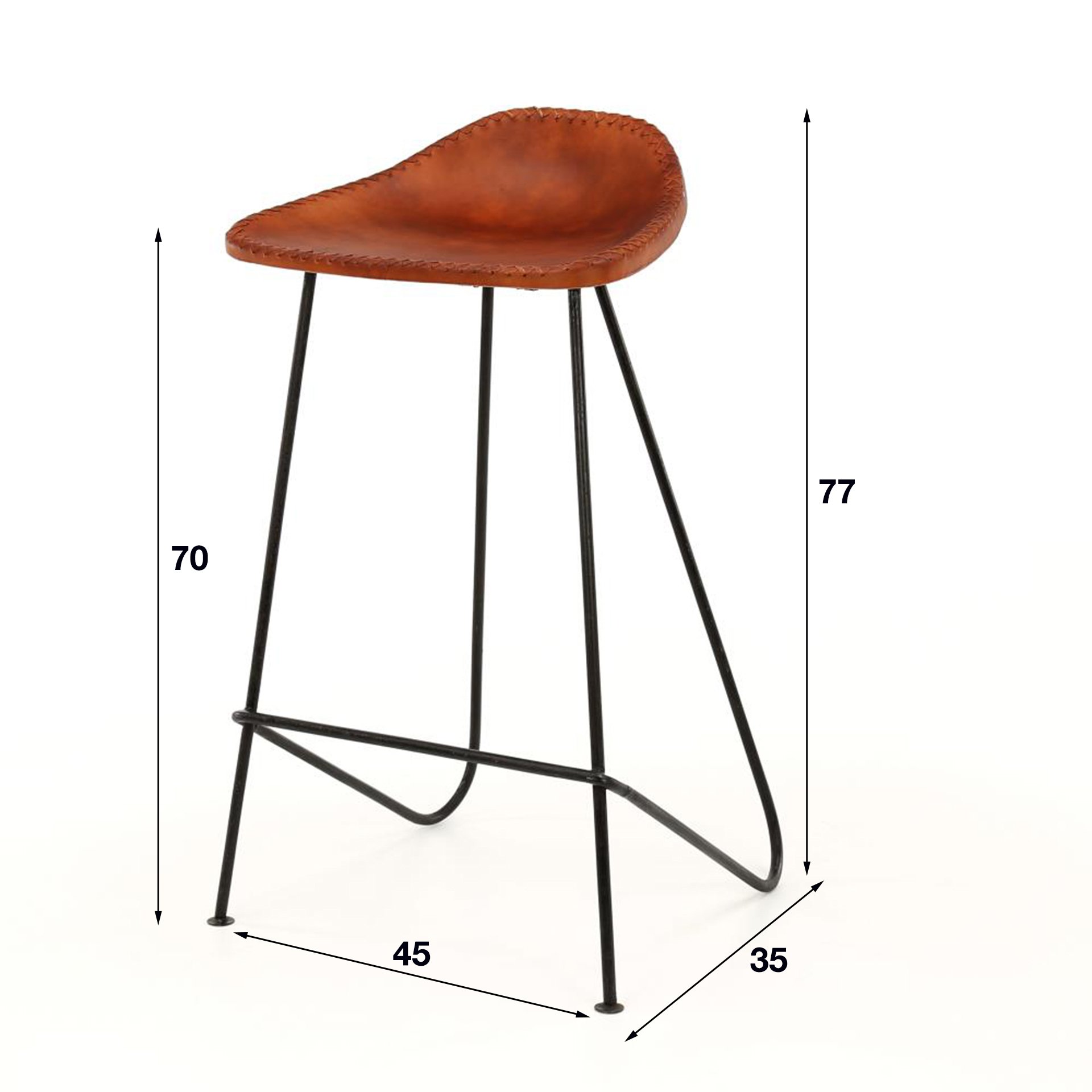 Barstoel in vintage leder. VPE4 / Bruin