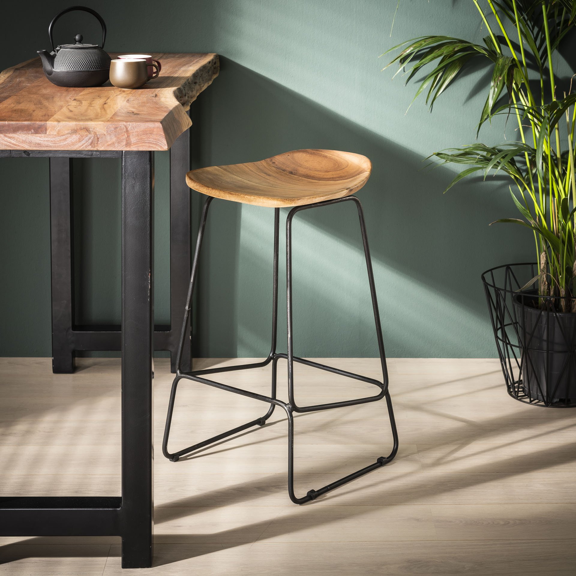Barstoel hout ergo. VPE4 / Massief acacia naturel