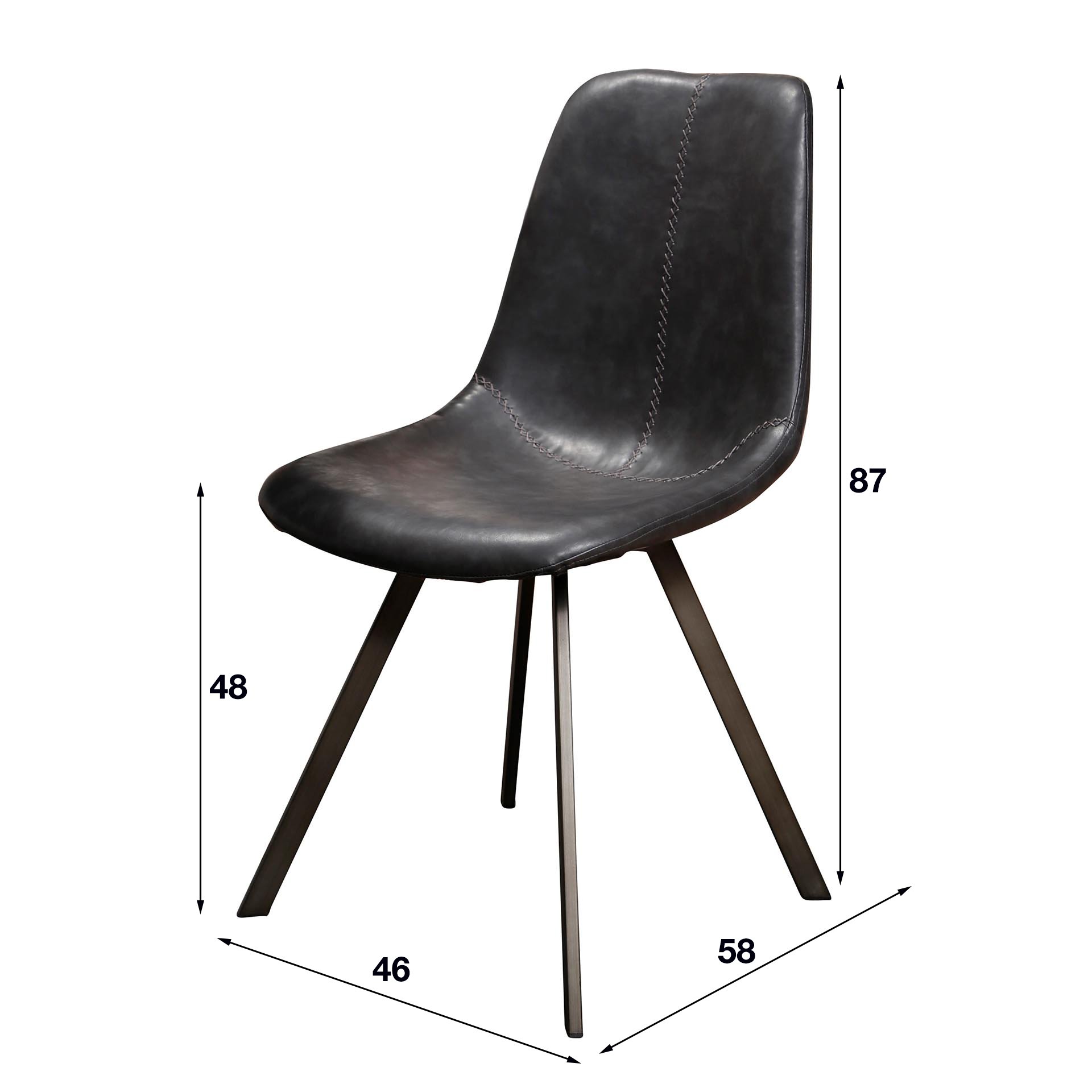 Stoel zig-zag plat frame. VPE4 / Saddle PU zwart