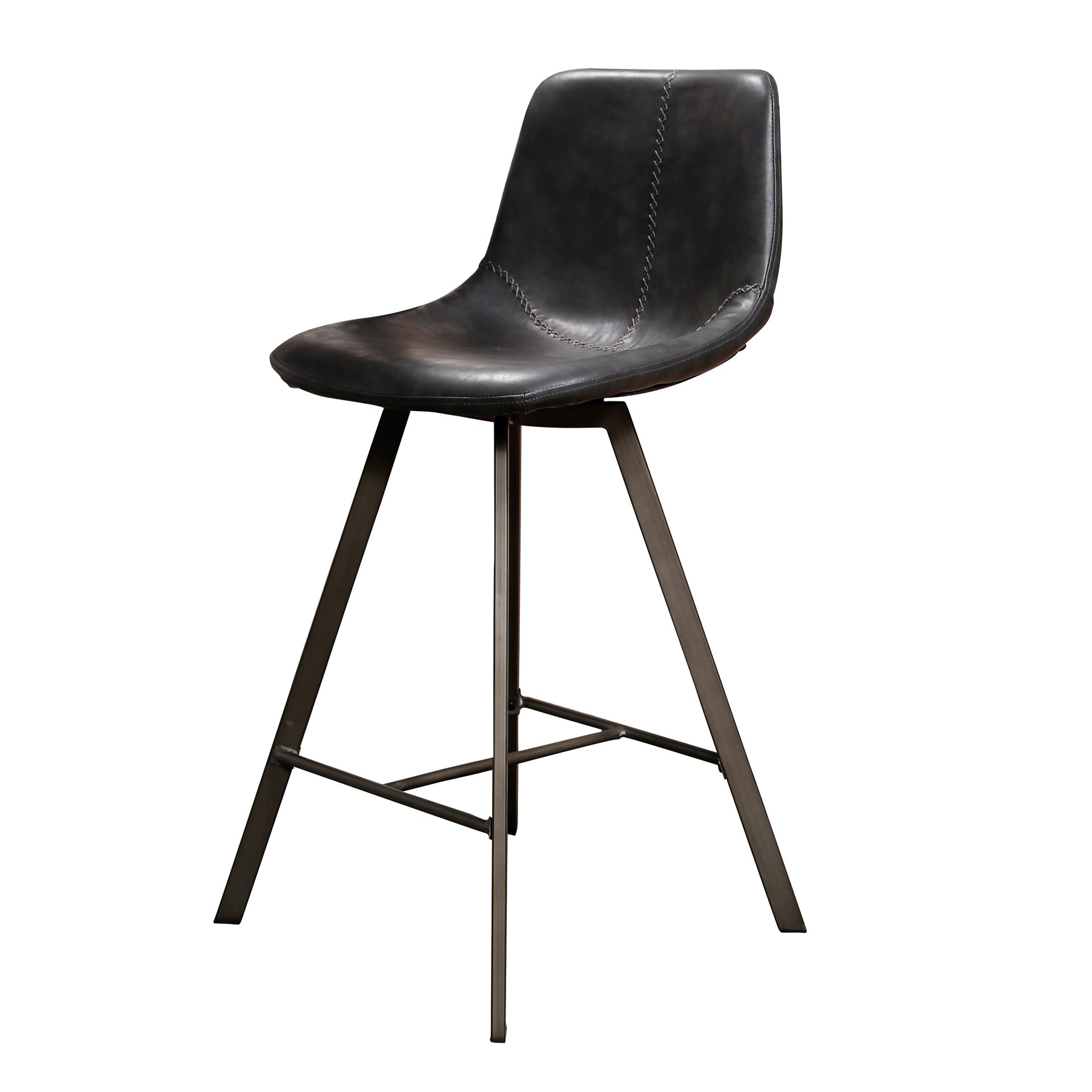 Barstoel zig-zag plat frame VPE 4 / Saddle PU zwart