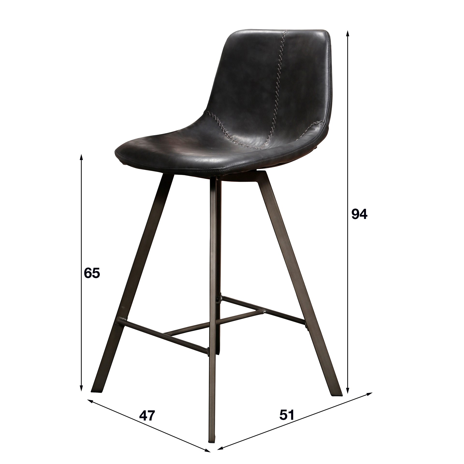 Barstoel zig-zag plat frame VPE 4 / Saddle PU zwart
