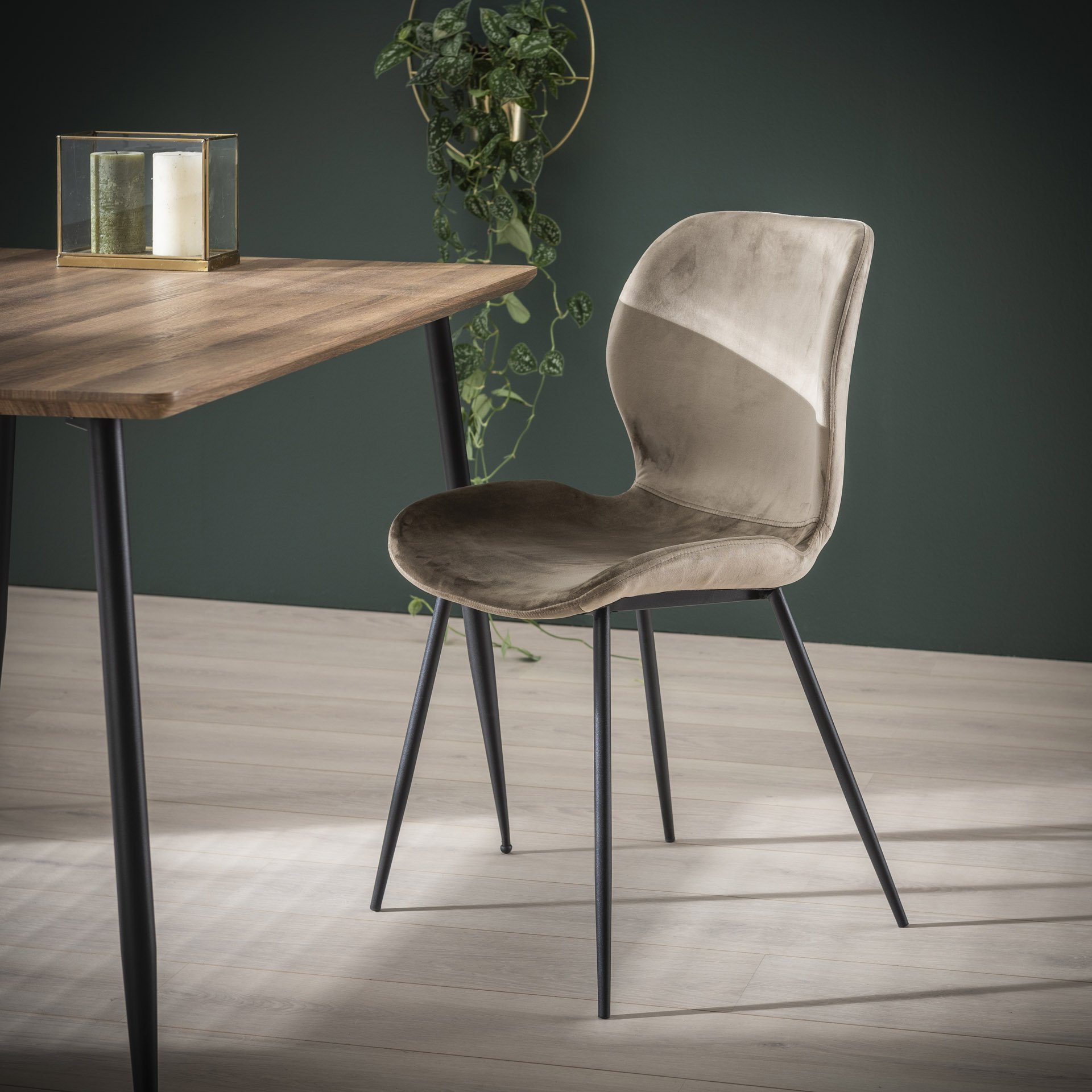 Stoel ronde buis. VPE4 / Champagne velours