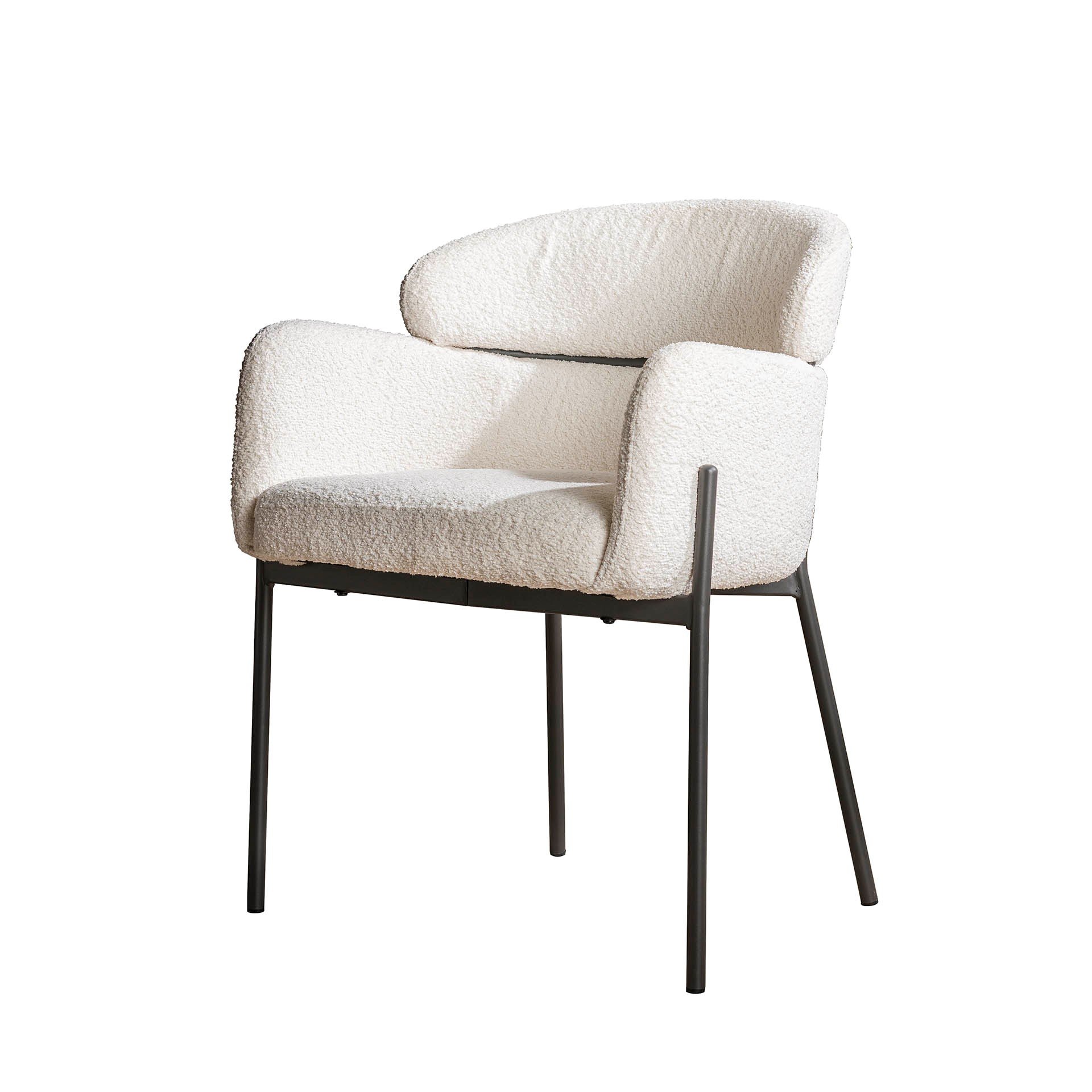 Armstoel boucle ronde rug. VPE2 / Boucle wit