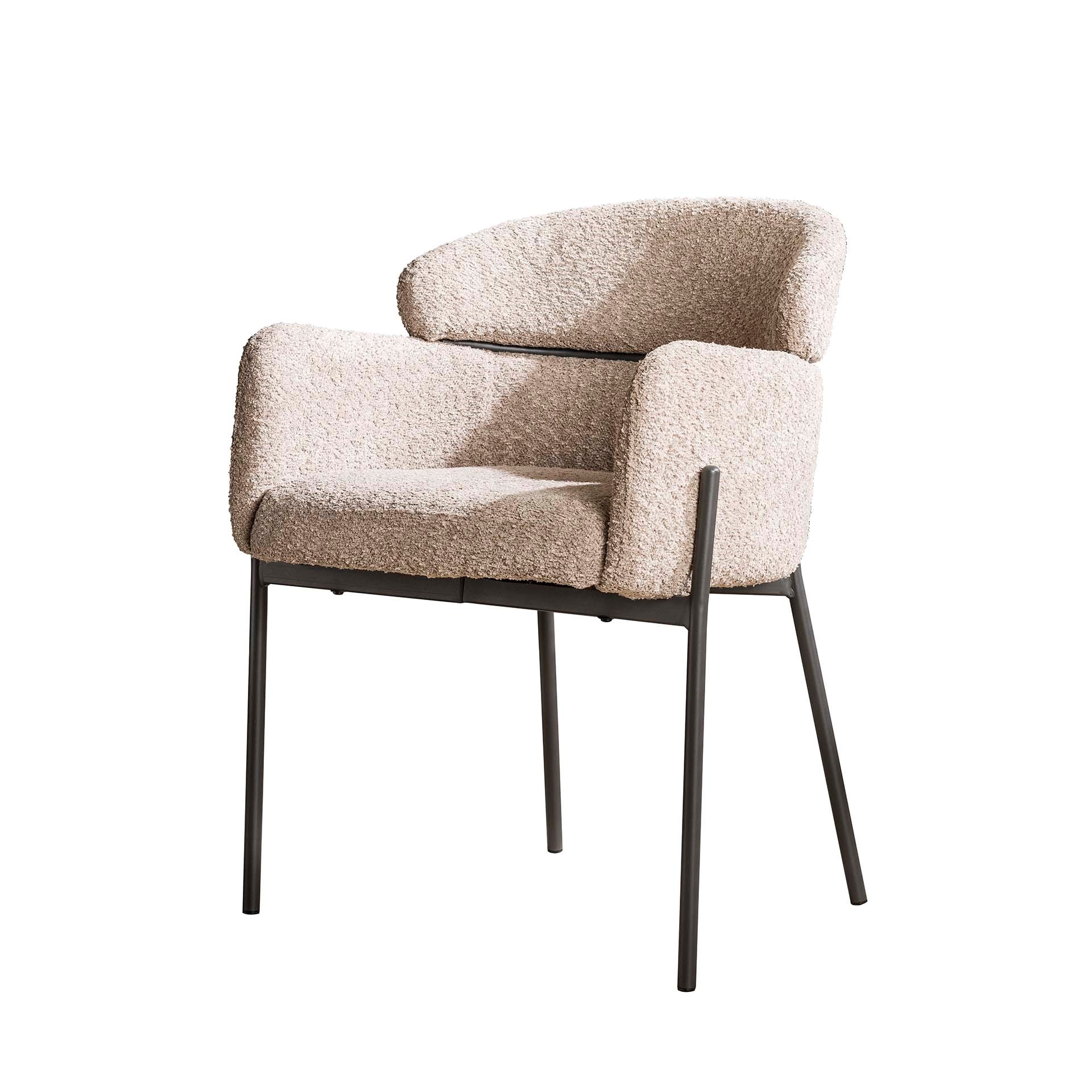 Armstoel boucle ronde rug. VPE2 / Boucle zandkleur